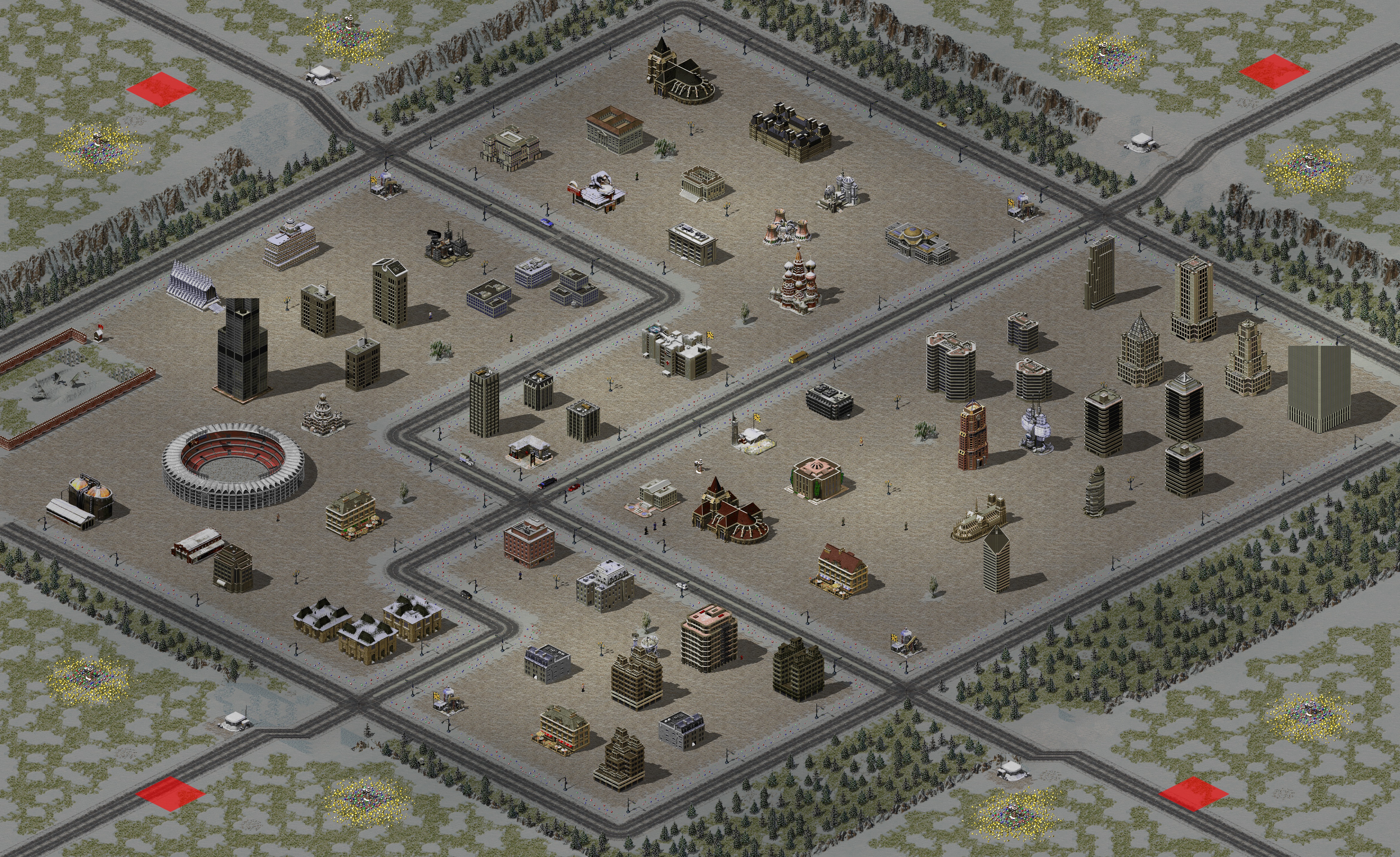 Rendered map: Urban winter