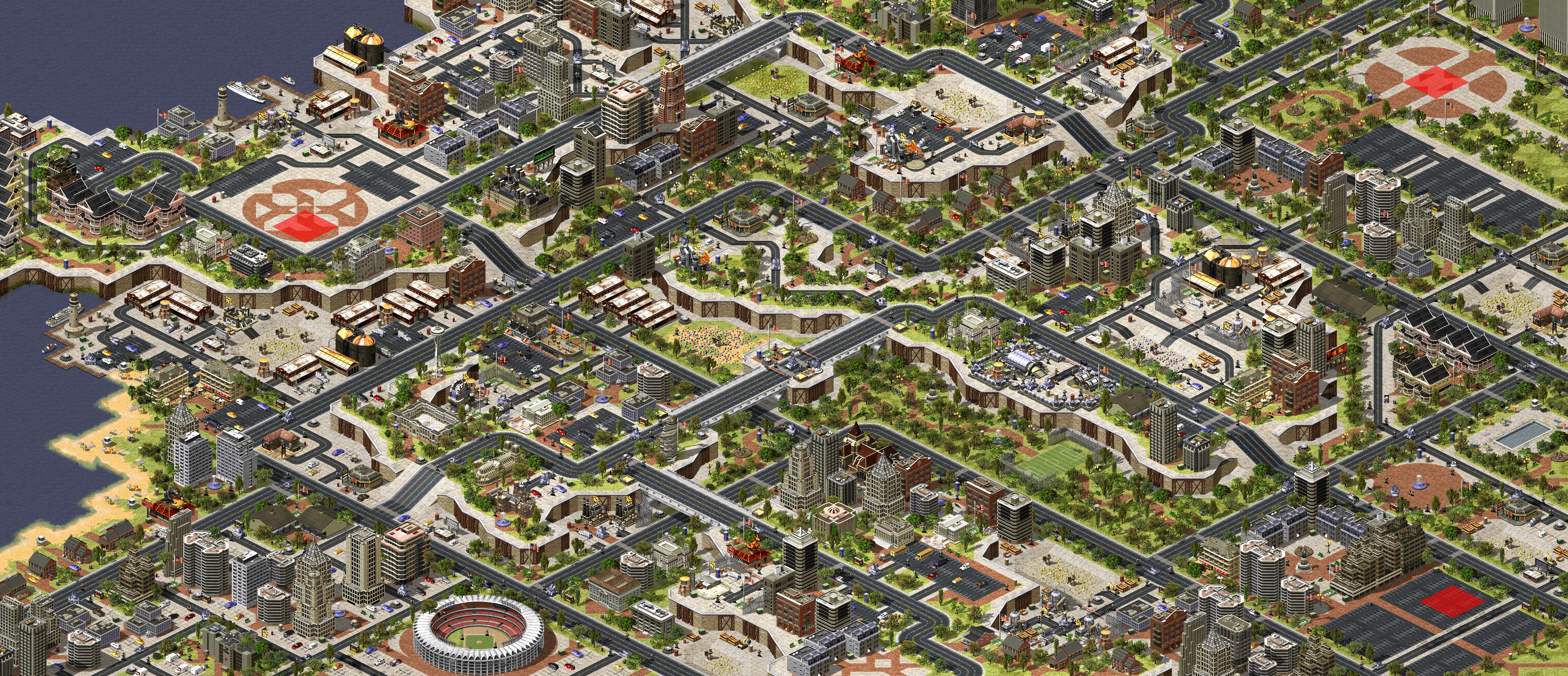 Rendered map: City under attack