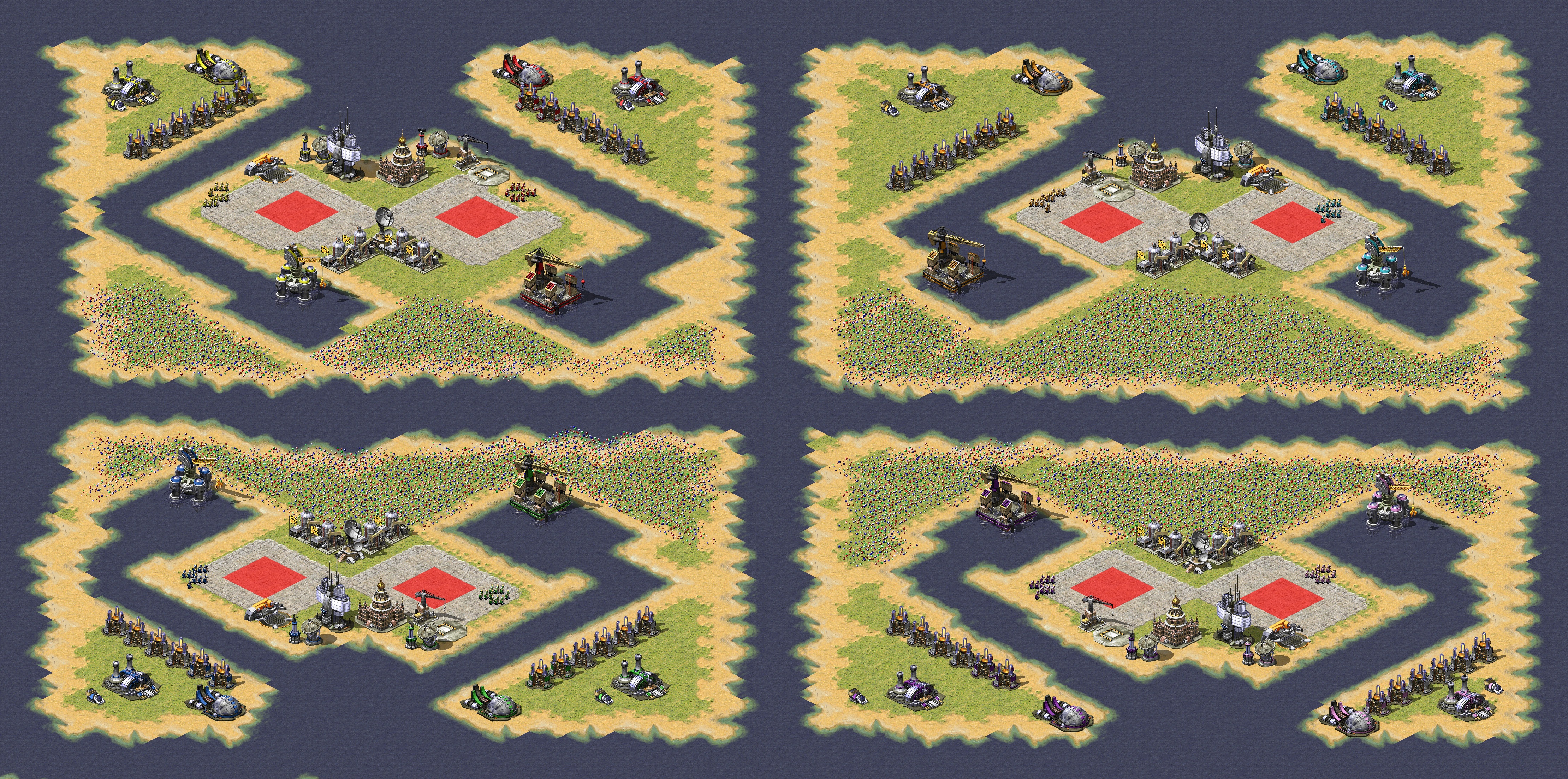 Rendered map: Sea and Land 2v2v2v2