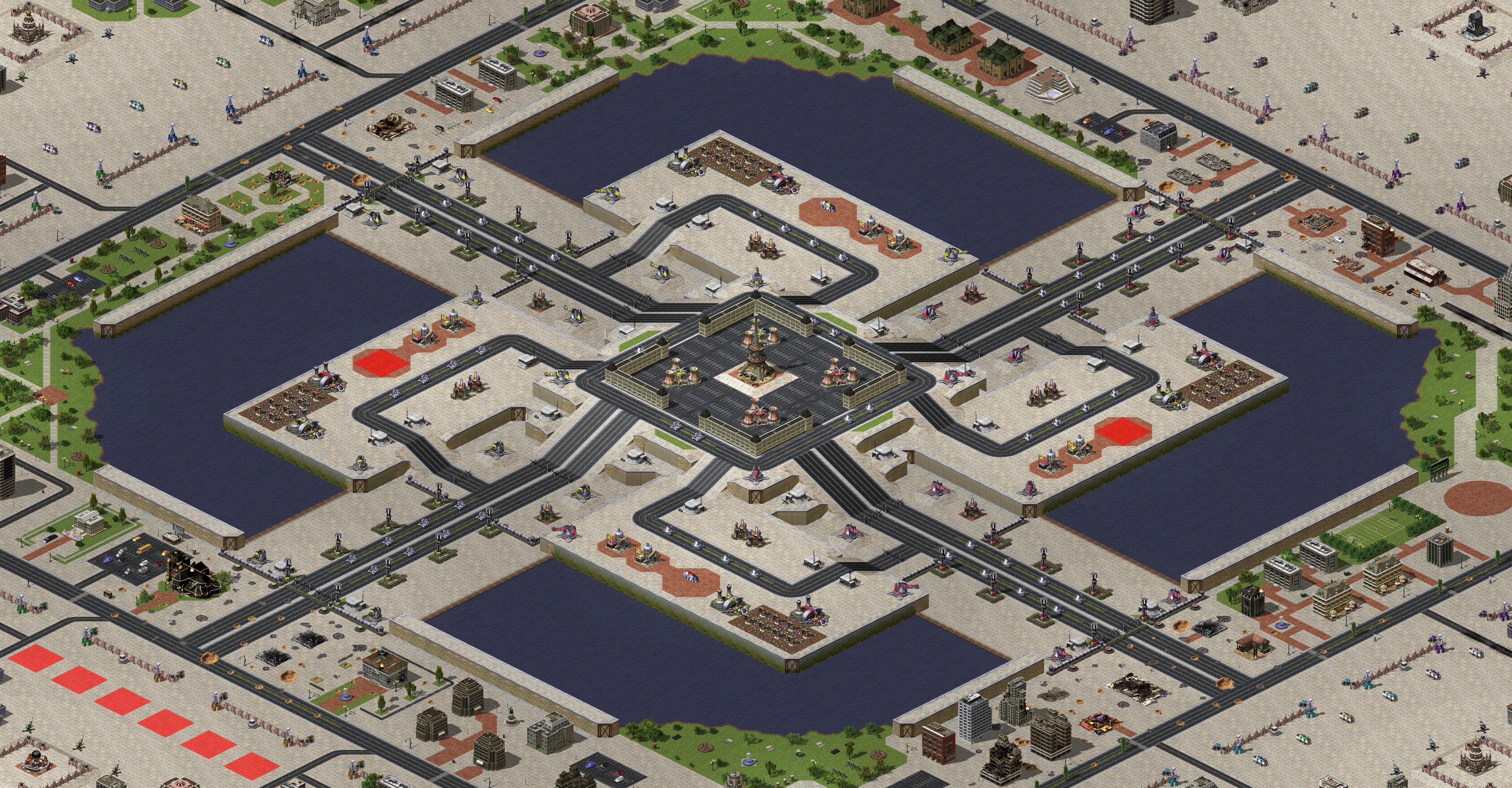 Rendered map: Fortress Siege (2 Allied, 6 Soviet)