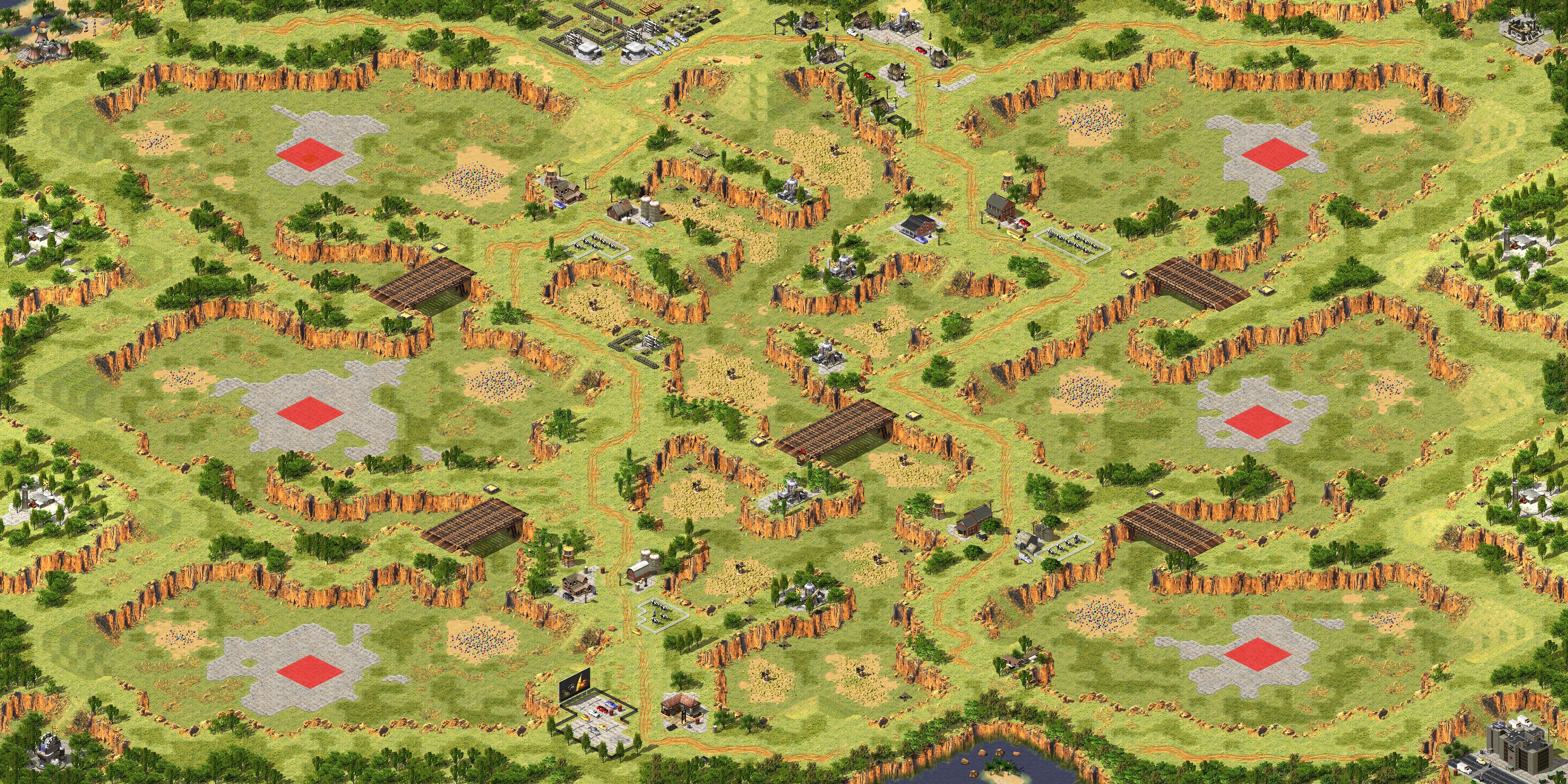 Rendered map: six holes