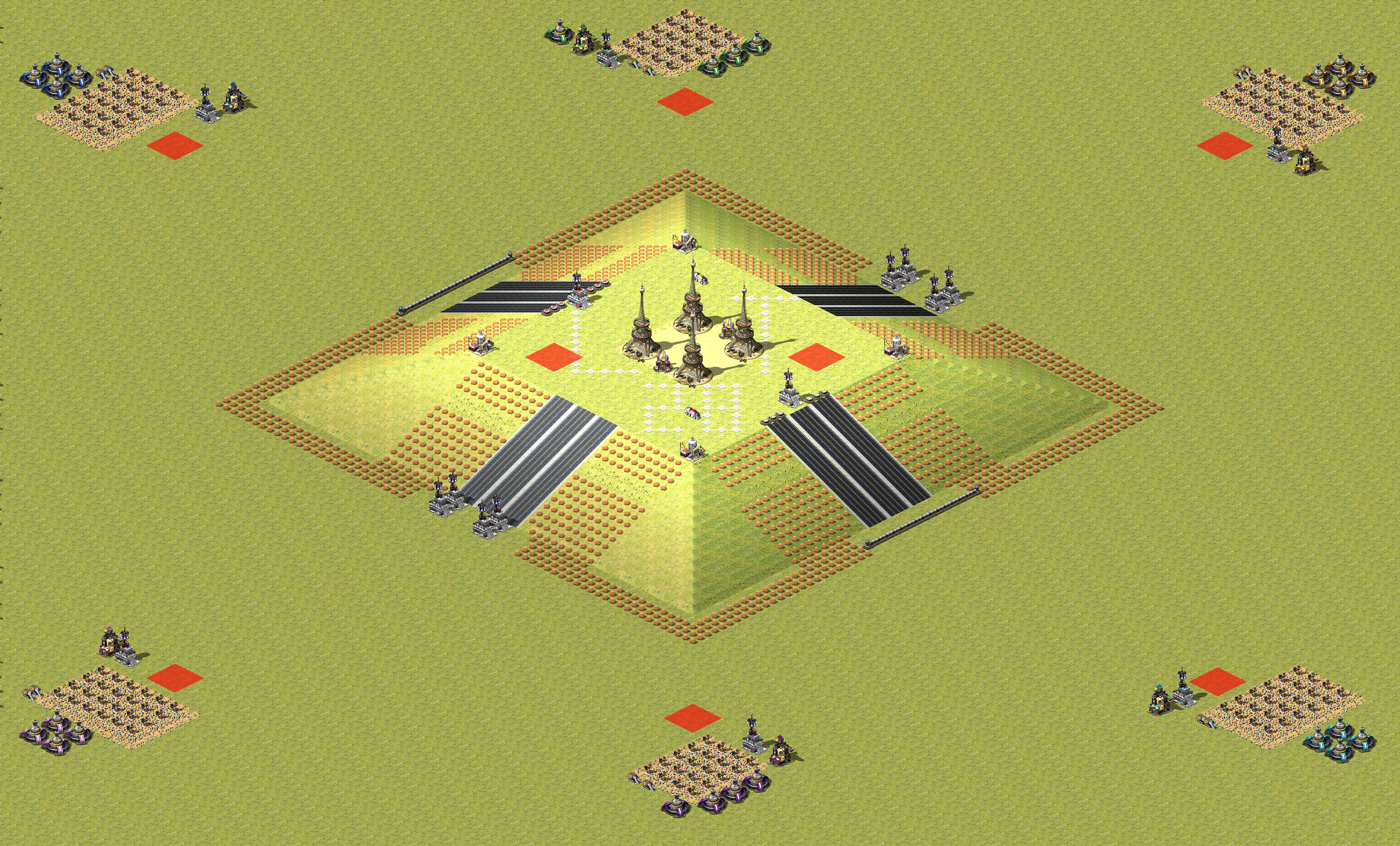 Rendered map: 2 Allied 6 Soviet Hilltop Assault