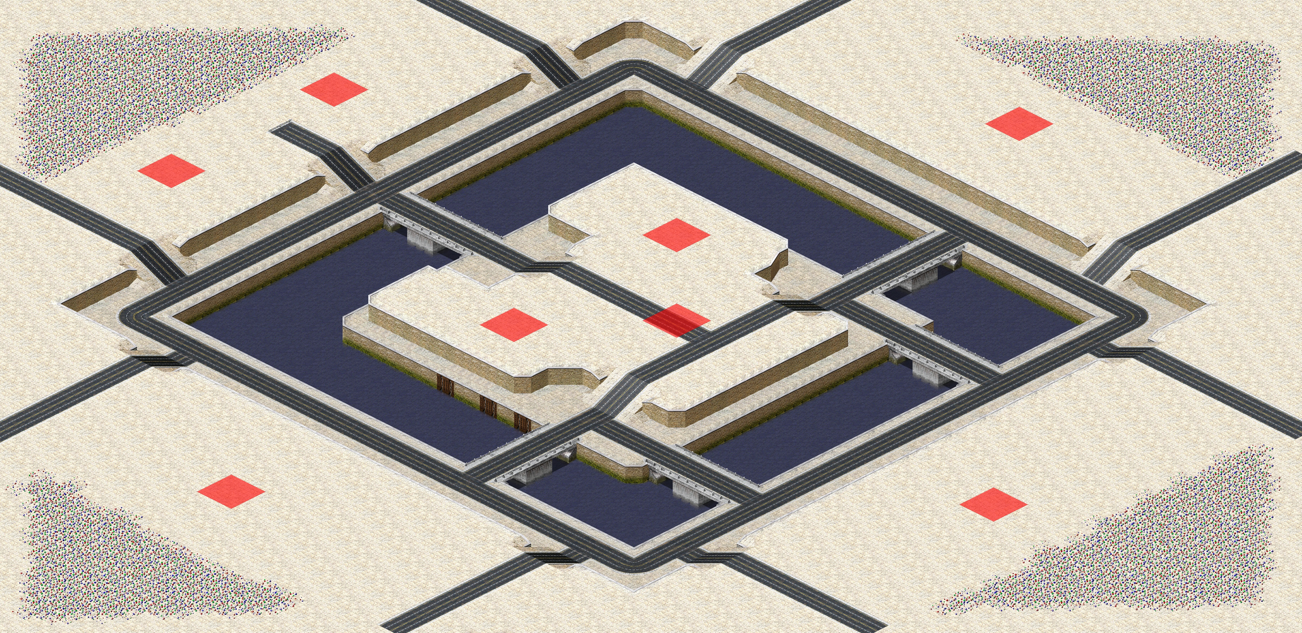 Rendered map: 3 Allied 5 Yuri Four-Way