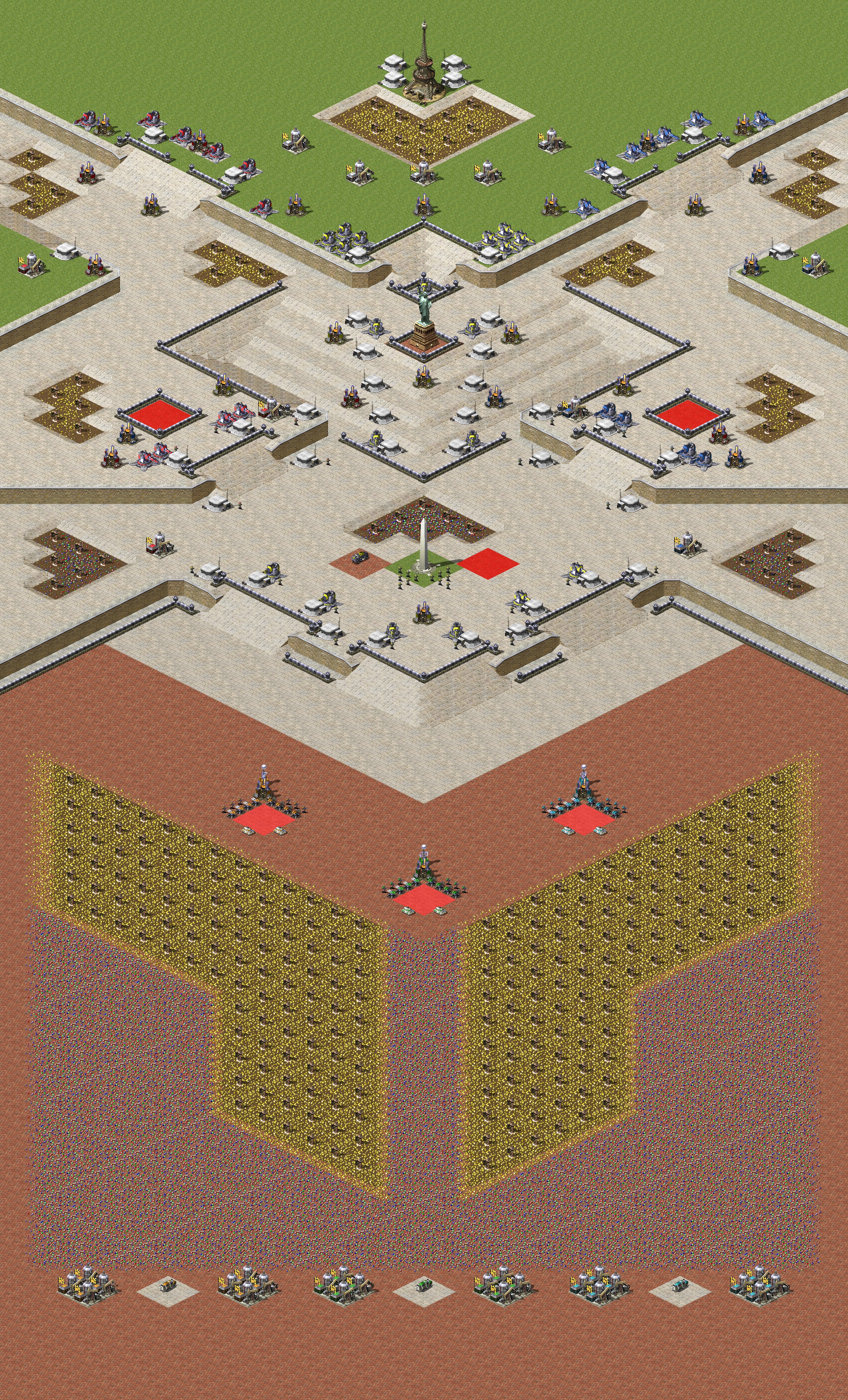 Rendered map: 3 Allied 3 Yuri 3 Tier High Ground - Tournament