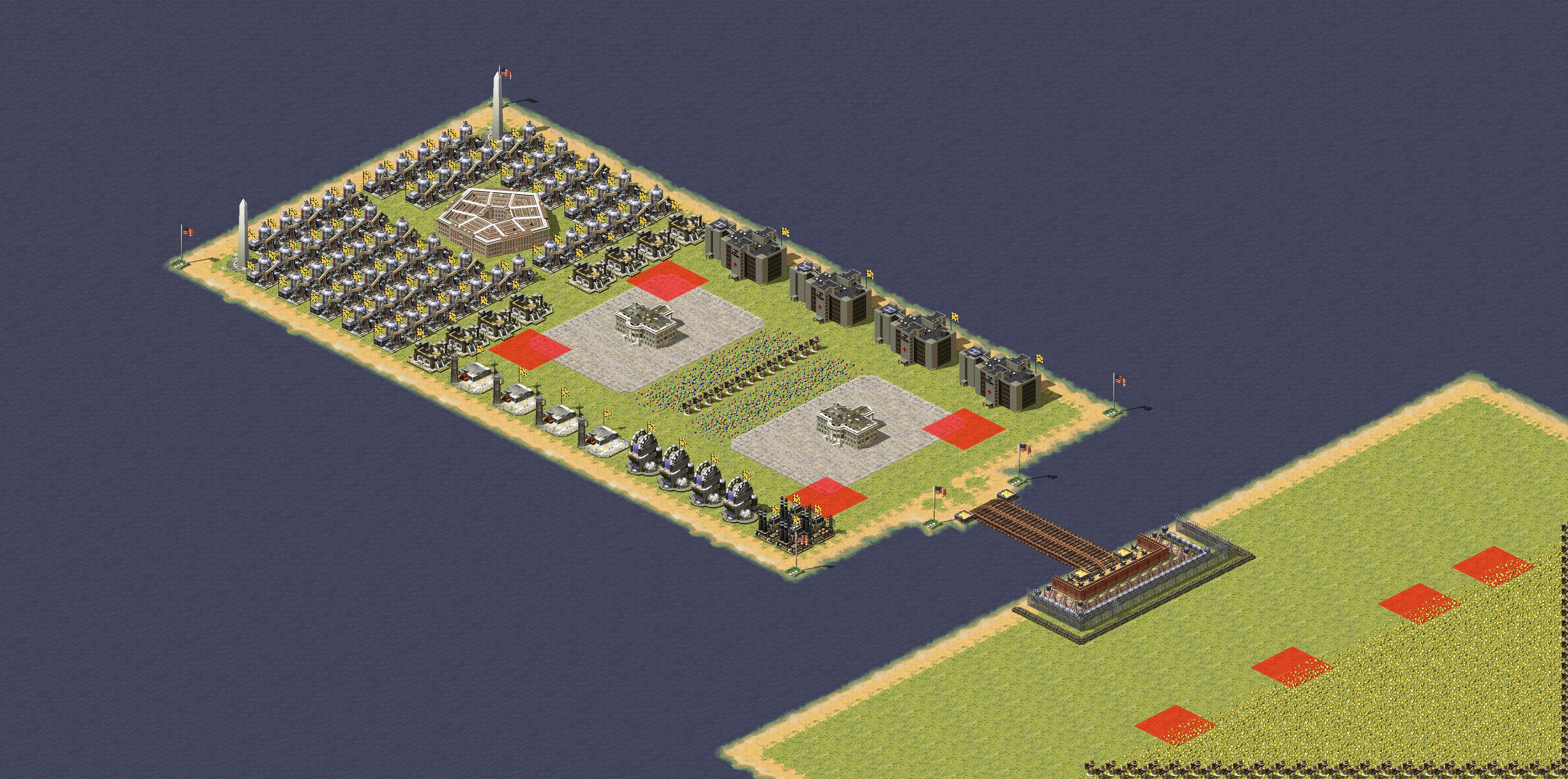Rendered map: Defend White House & Pentagon