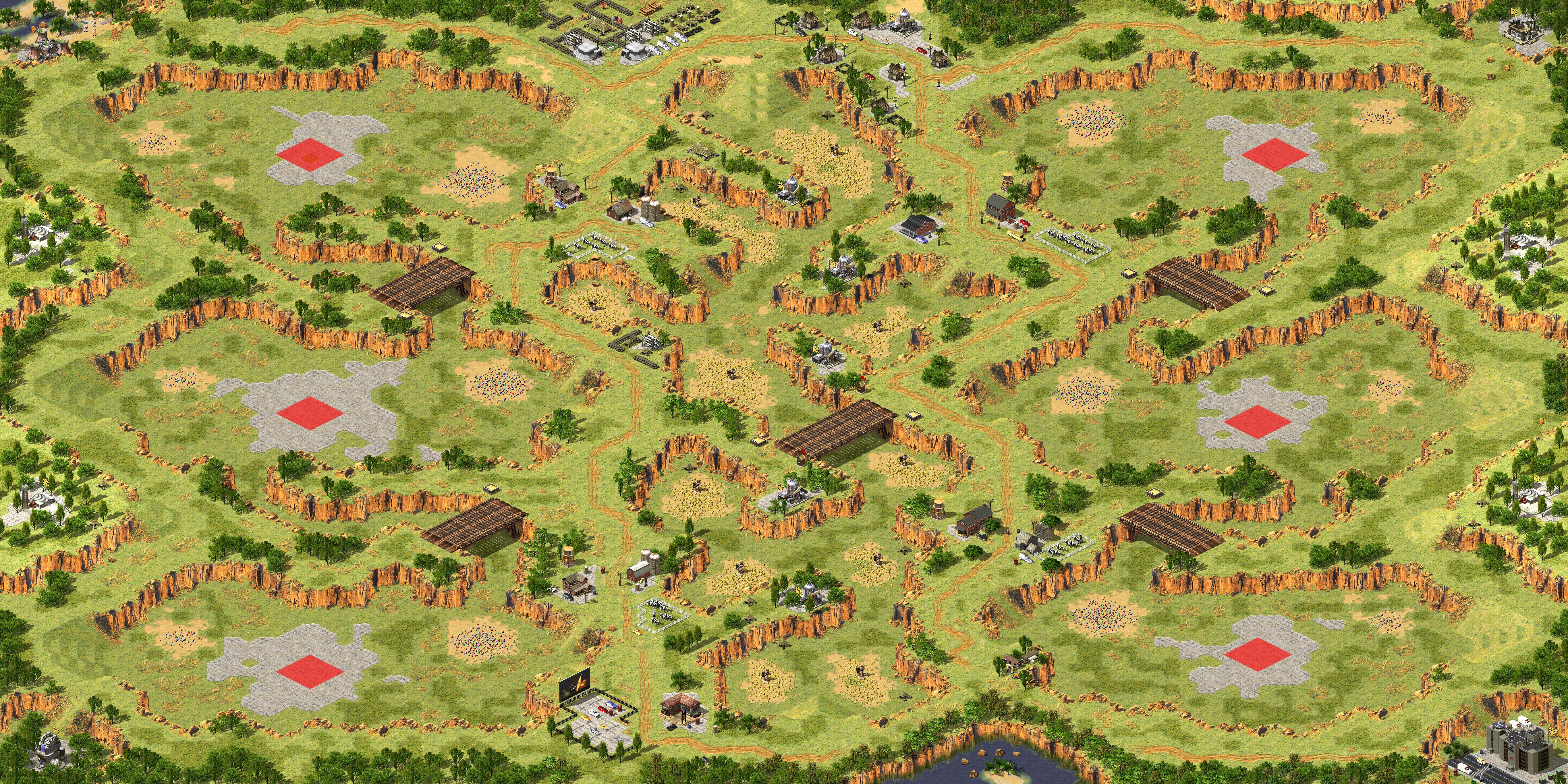 Rendered map: six holes