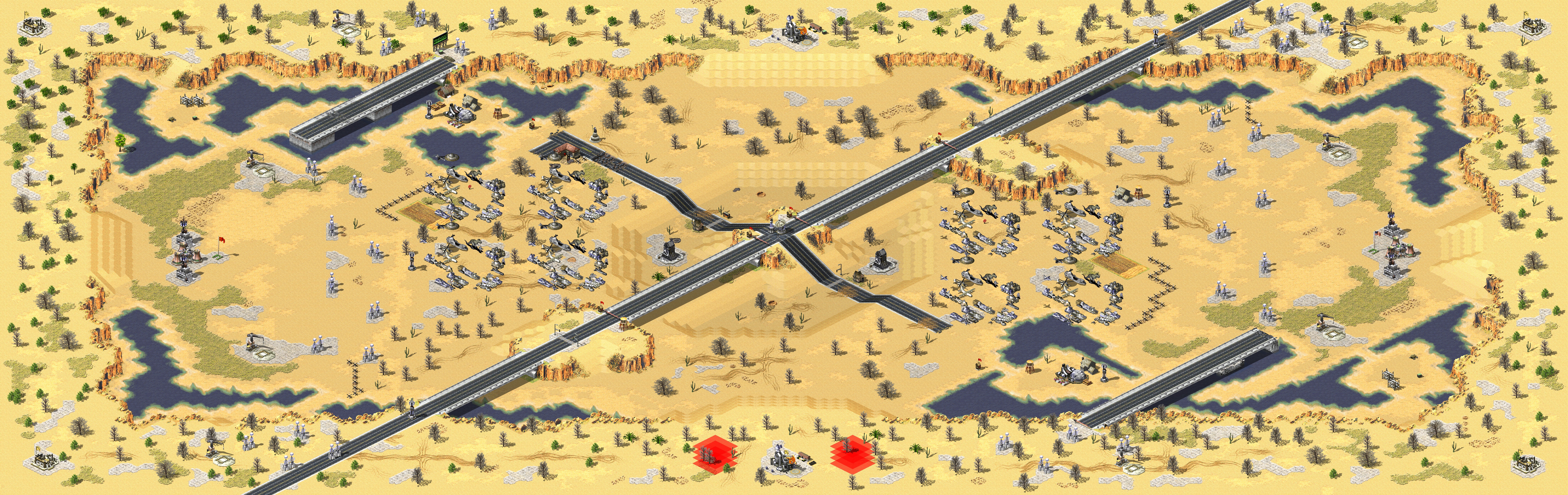 Rendered map: Single Unit 4v4 Desert Bridge