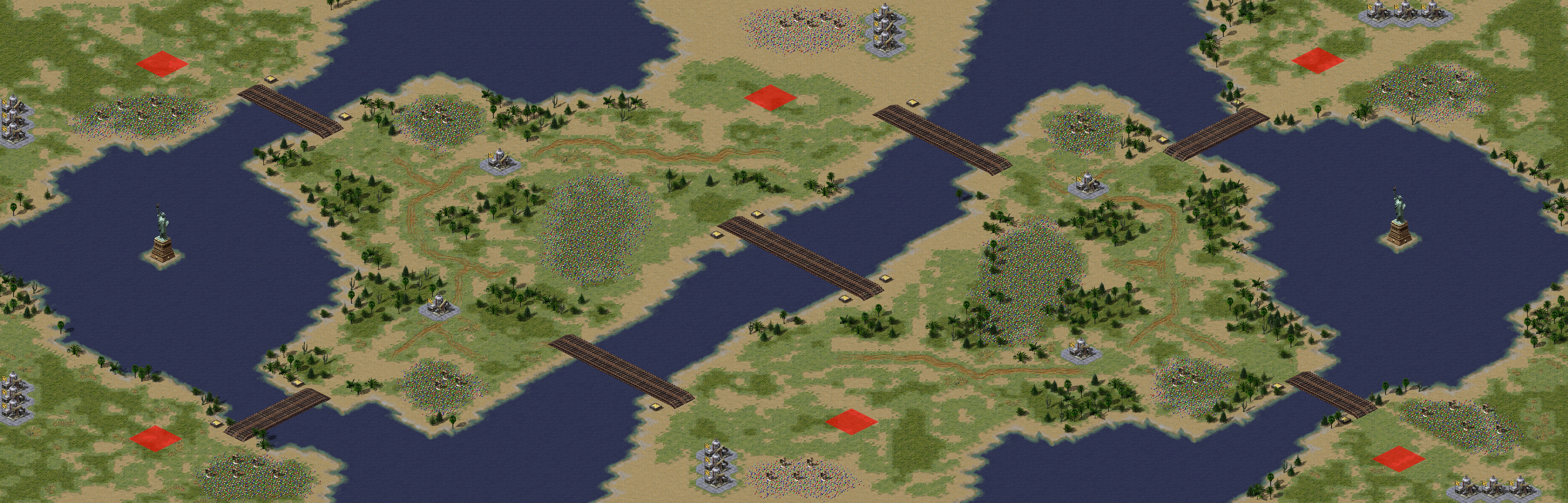 Rendered map: Land-Sea 6-Player Melee