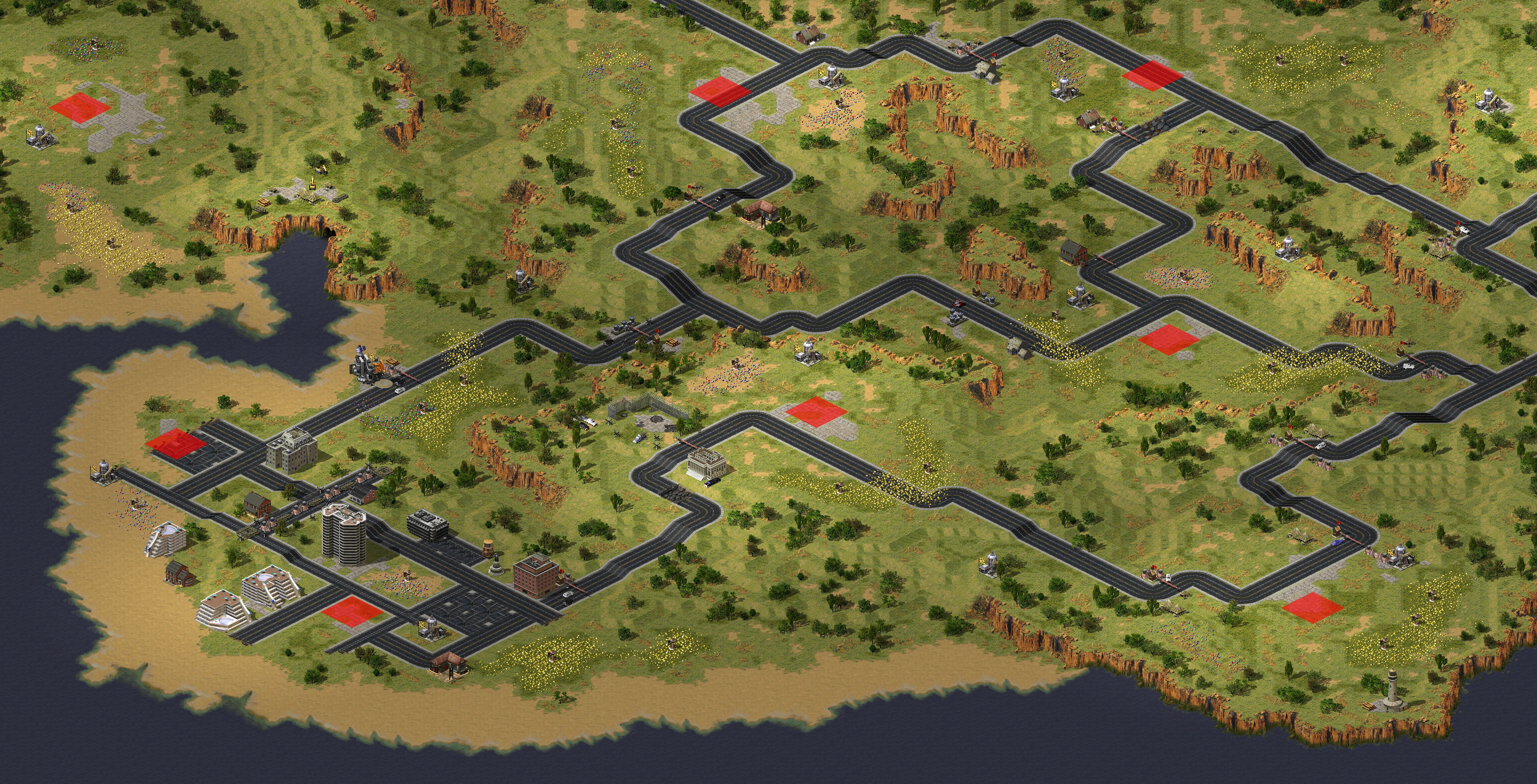 Rendered map: sea town