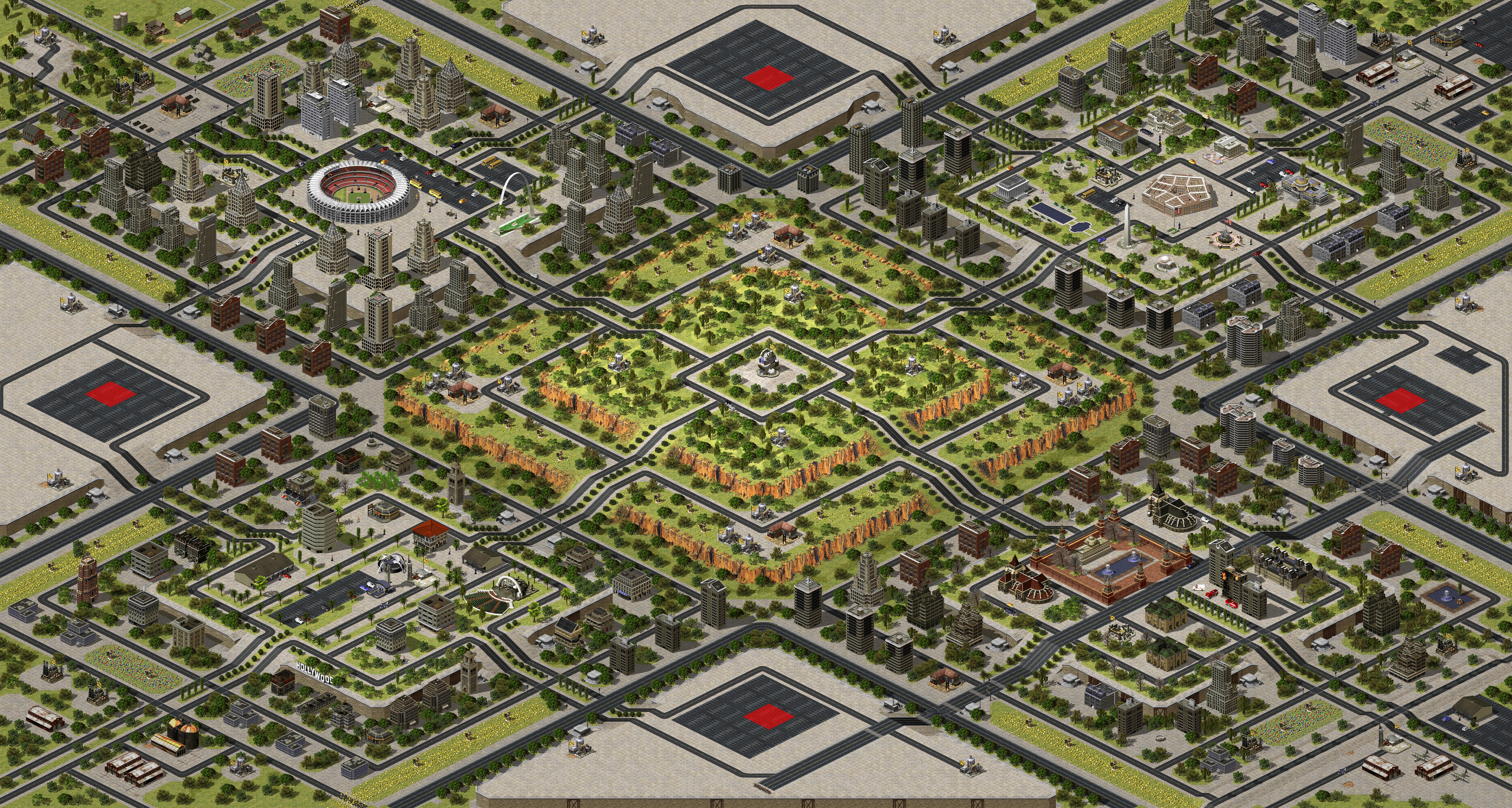 Rendered map: 4 Cities