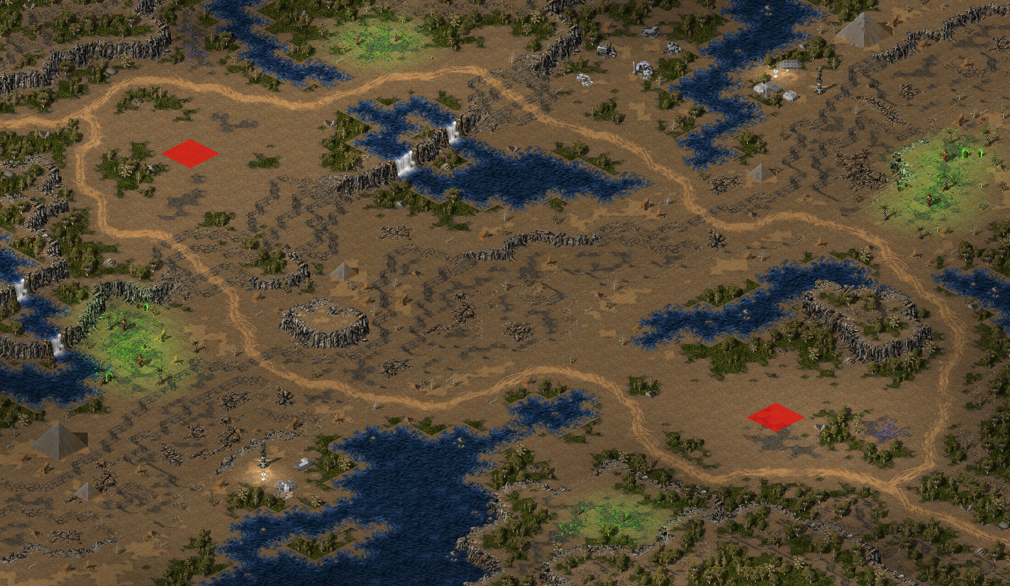 Rendered map: scorched oasis