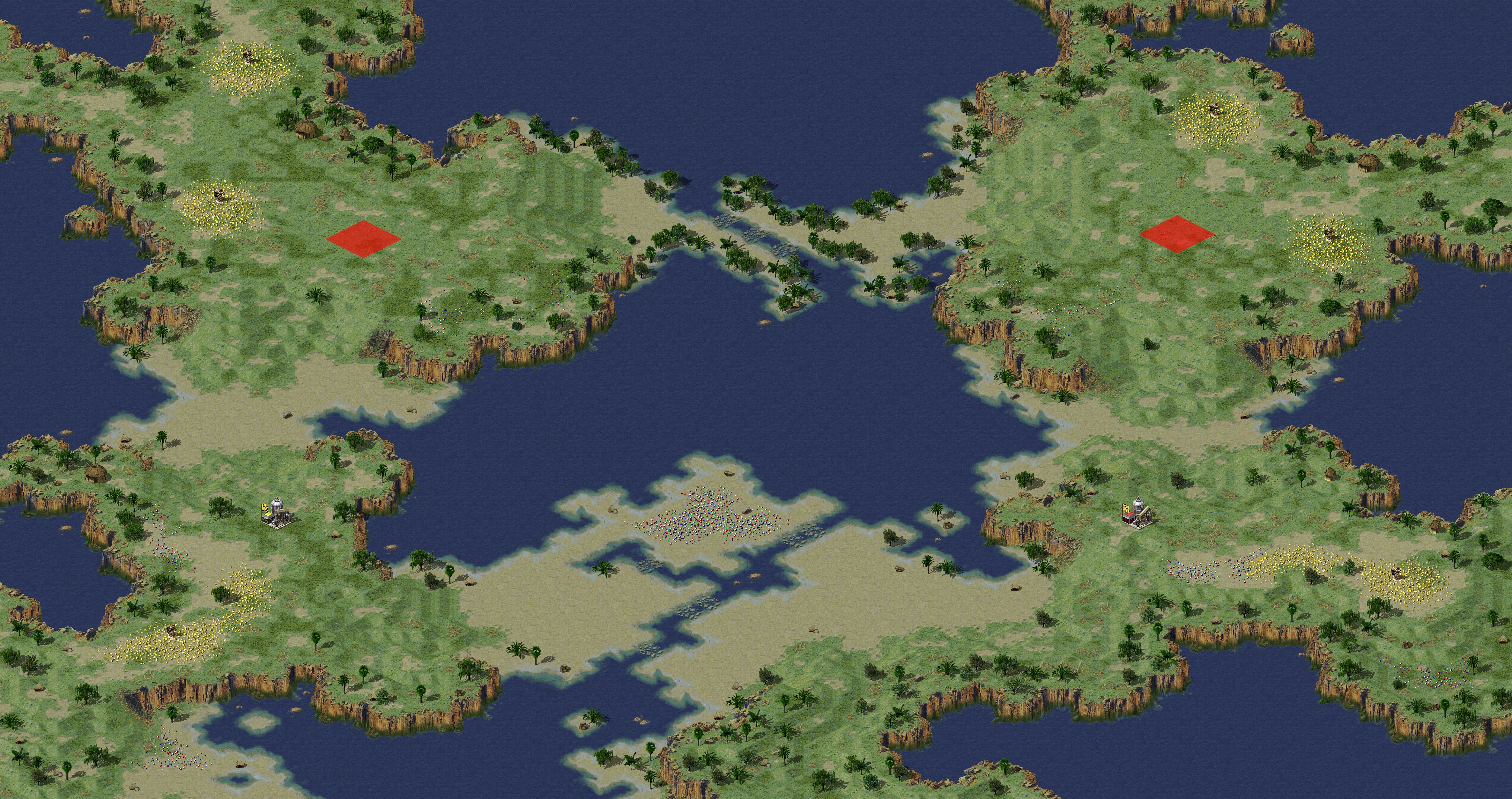 Rendered map: Land on Water