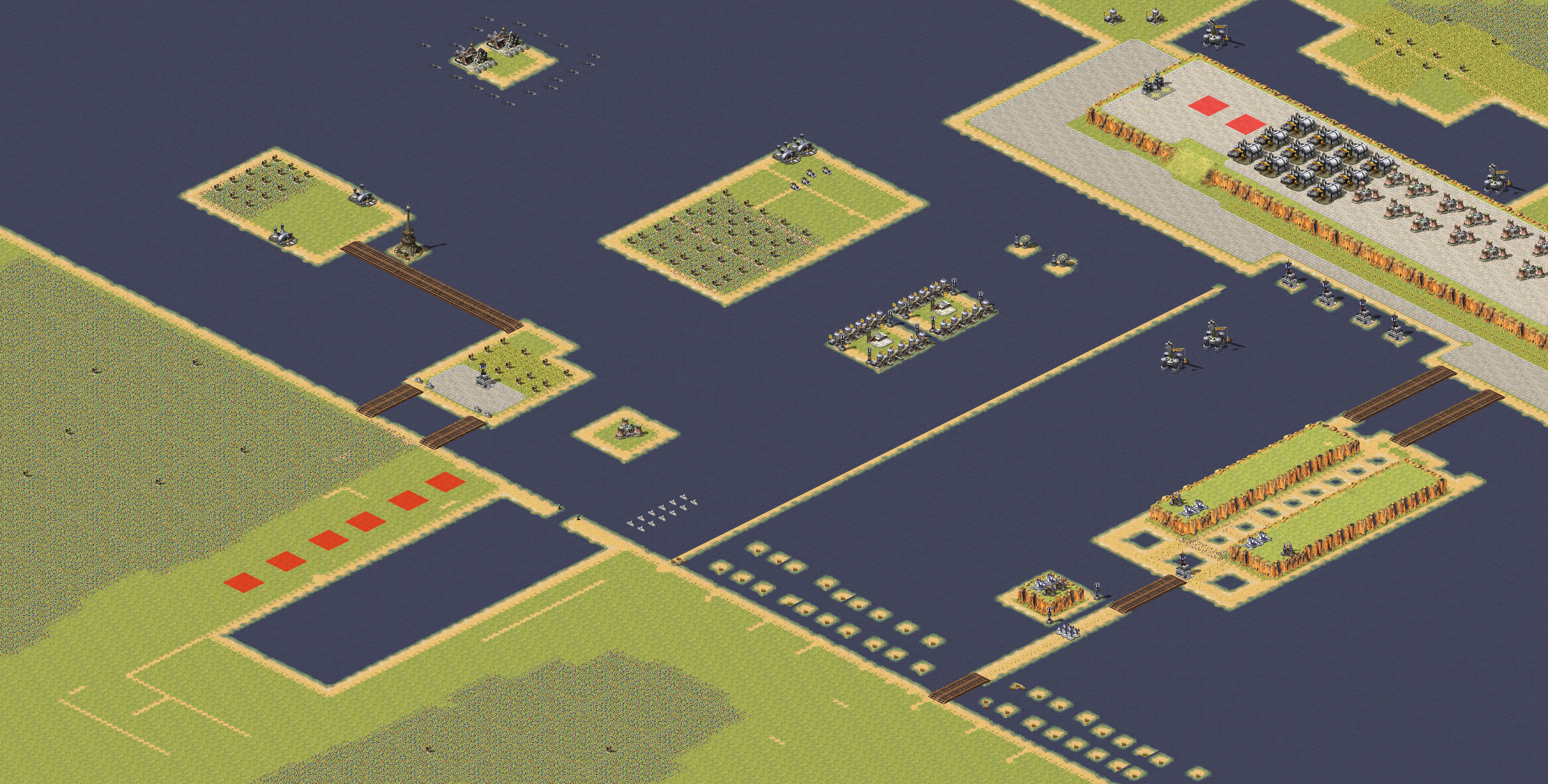 Rendered map: 2 France vs 6 Yuri Island Assault
