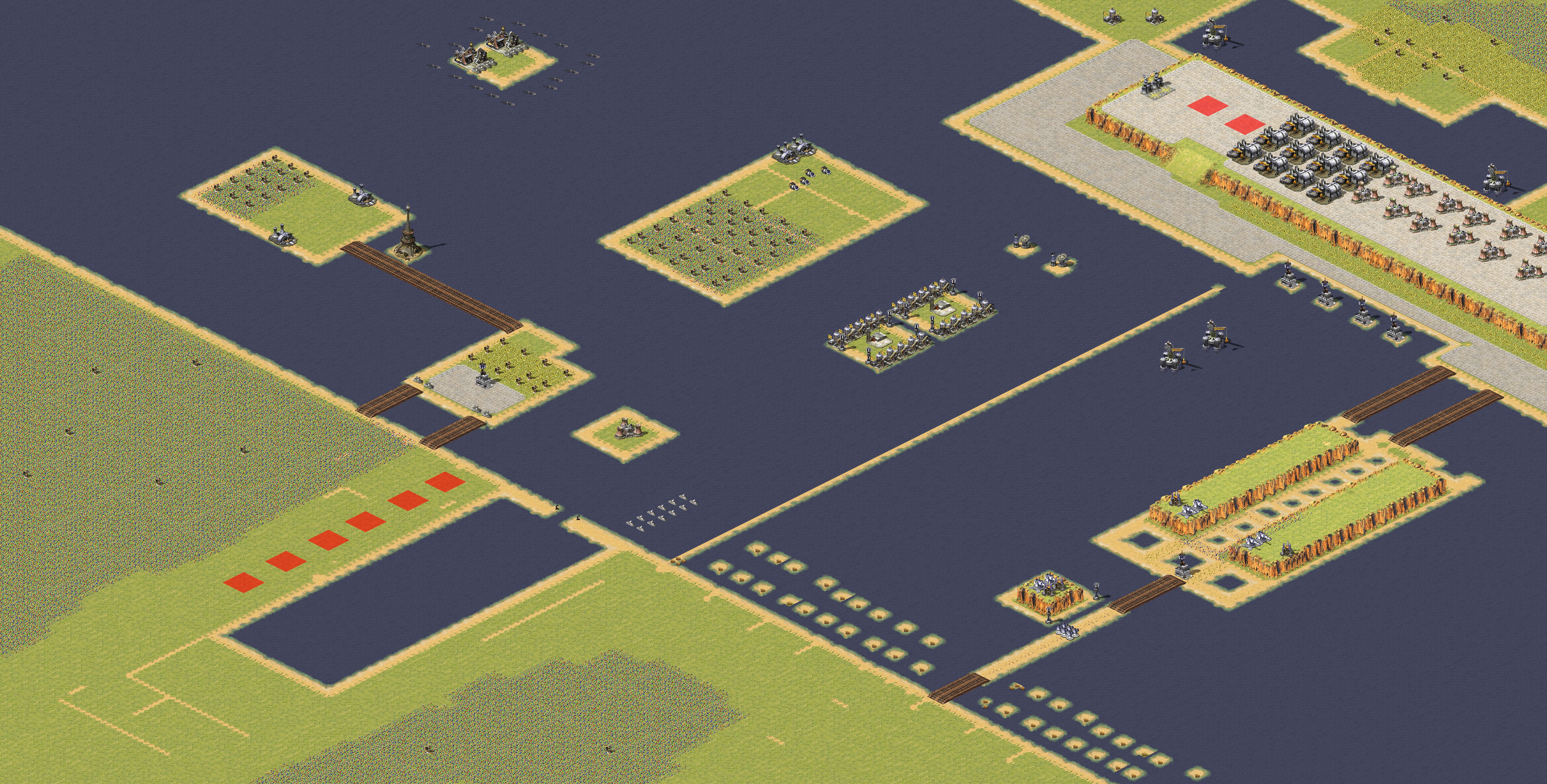 Rendered map: 2 France vs 6 Yuri Island Assault