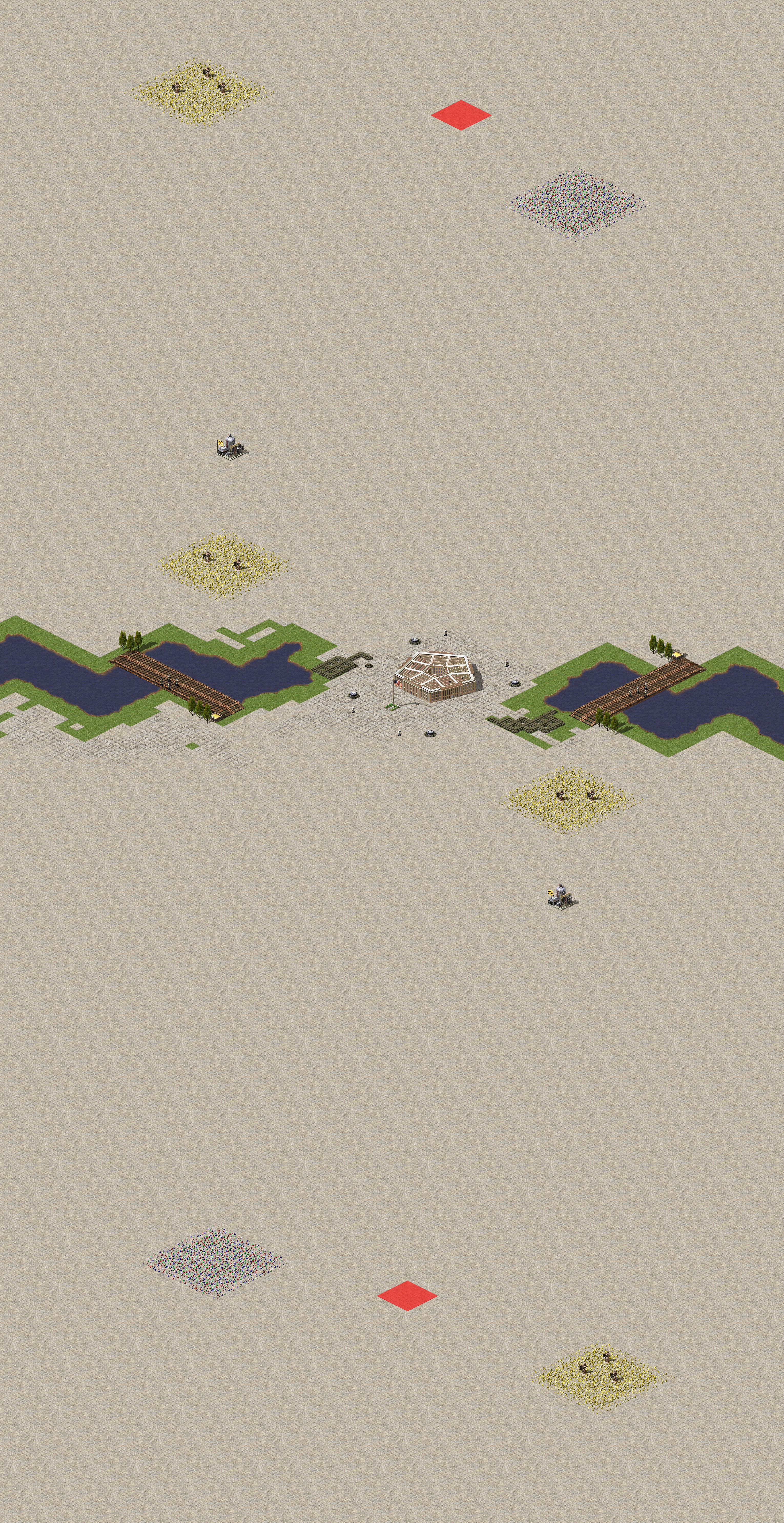 Rendered map: Long Strip 1v1 Pentagon Rush