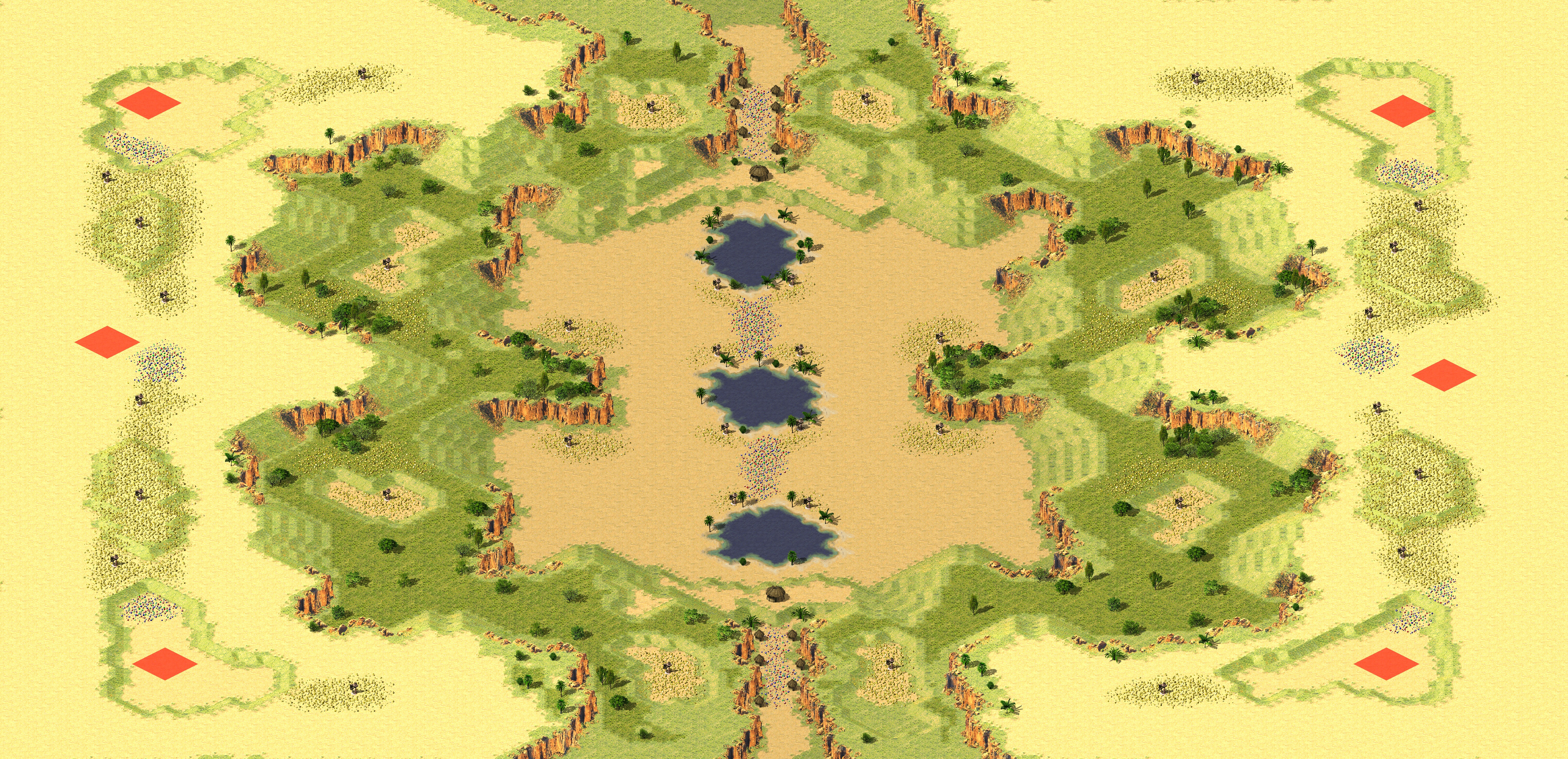 Rendered map: [6]desert island (3V3)