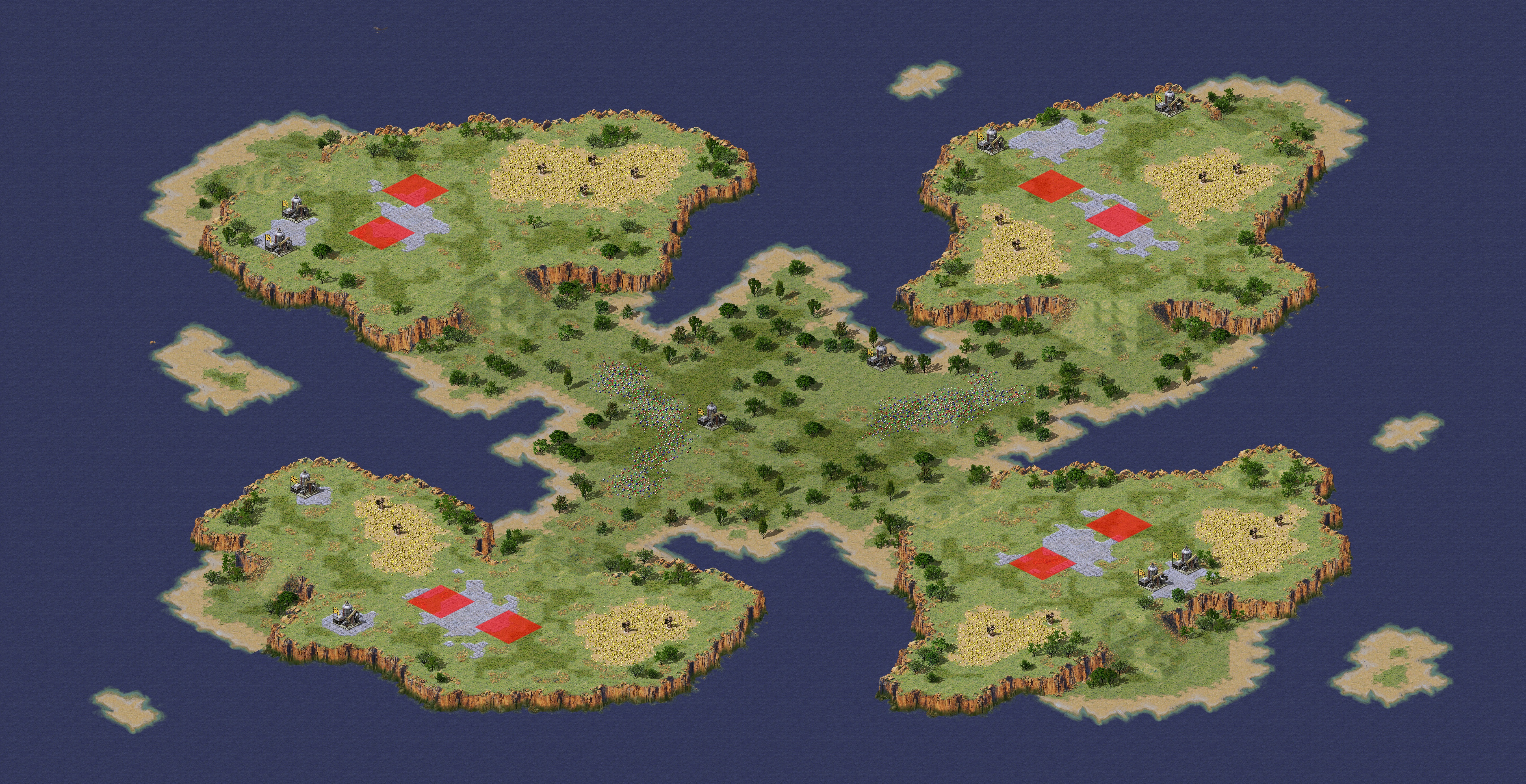 Rendered map: X Isle (2v2v2v2)