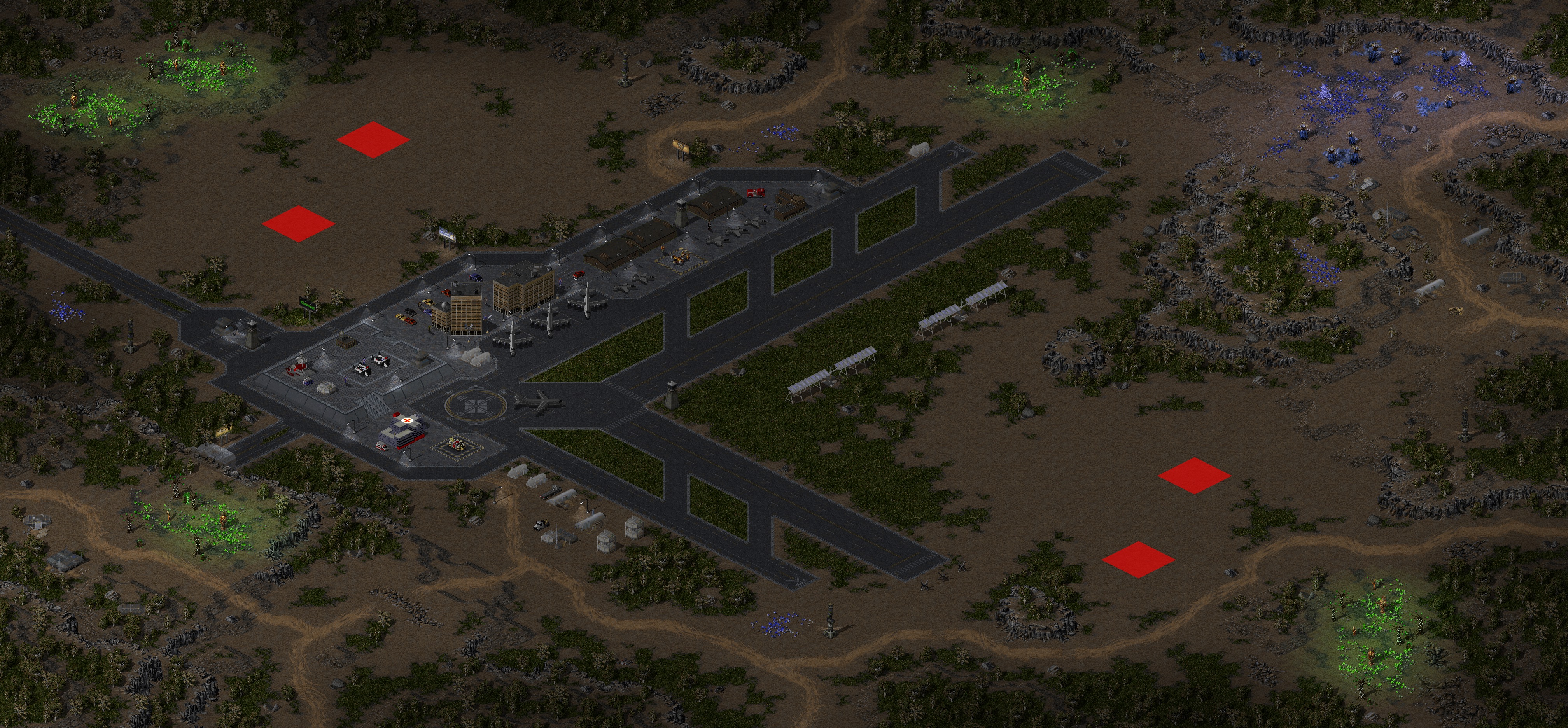 Rendered map: airfield assault
