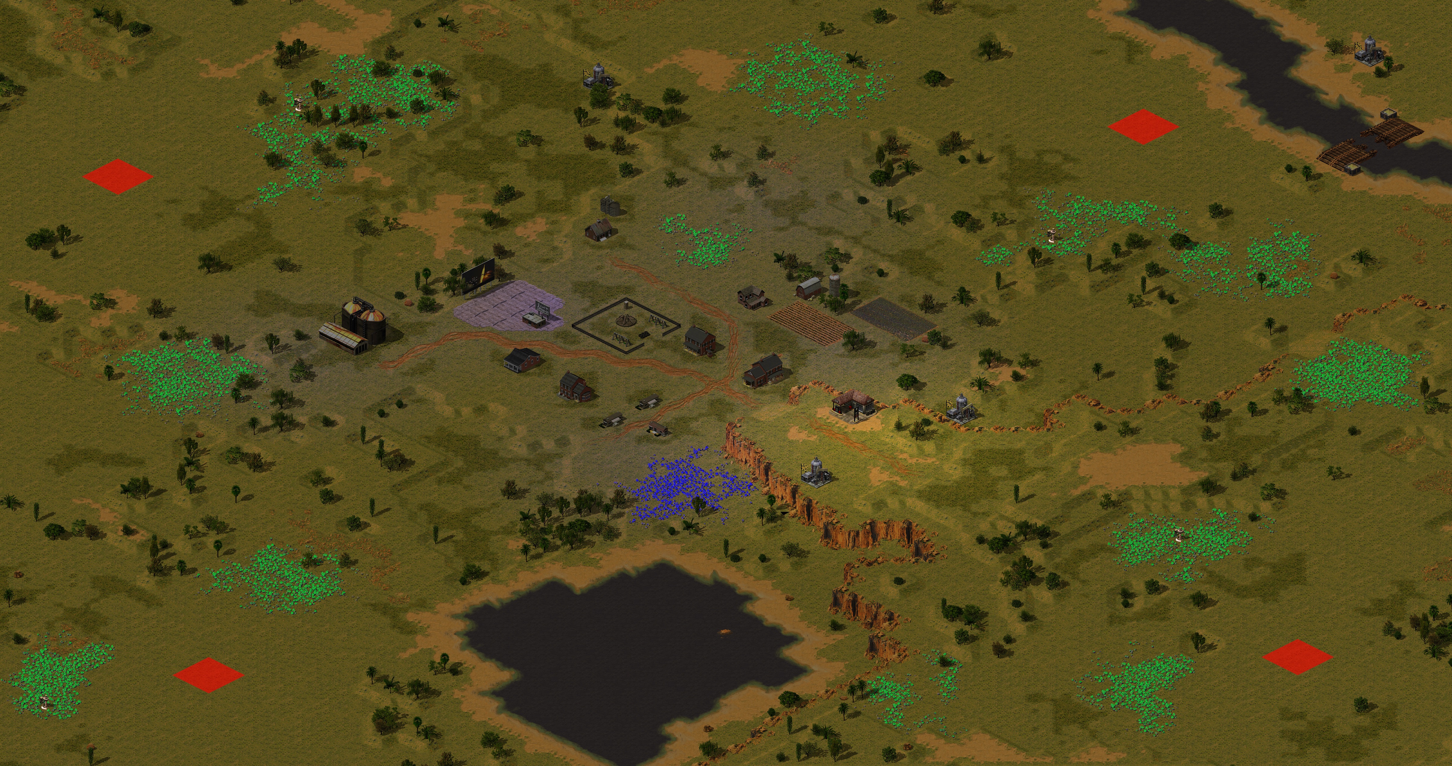 Rendered map: [RA2] Allied Campaign: Texas DMZ - Map 4