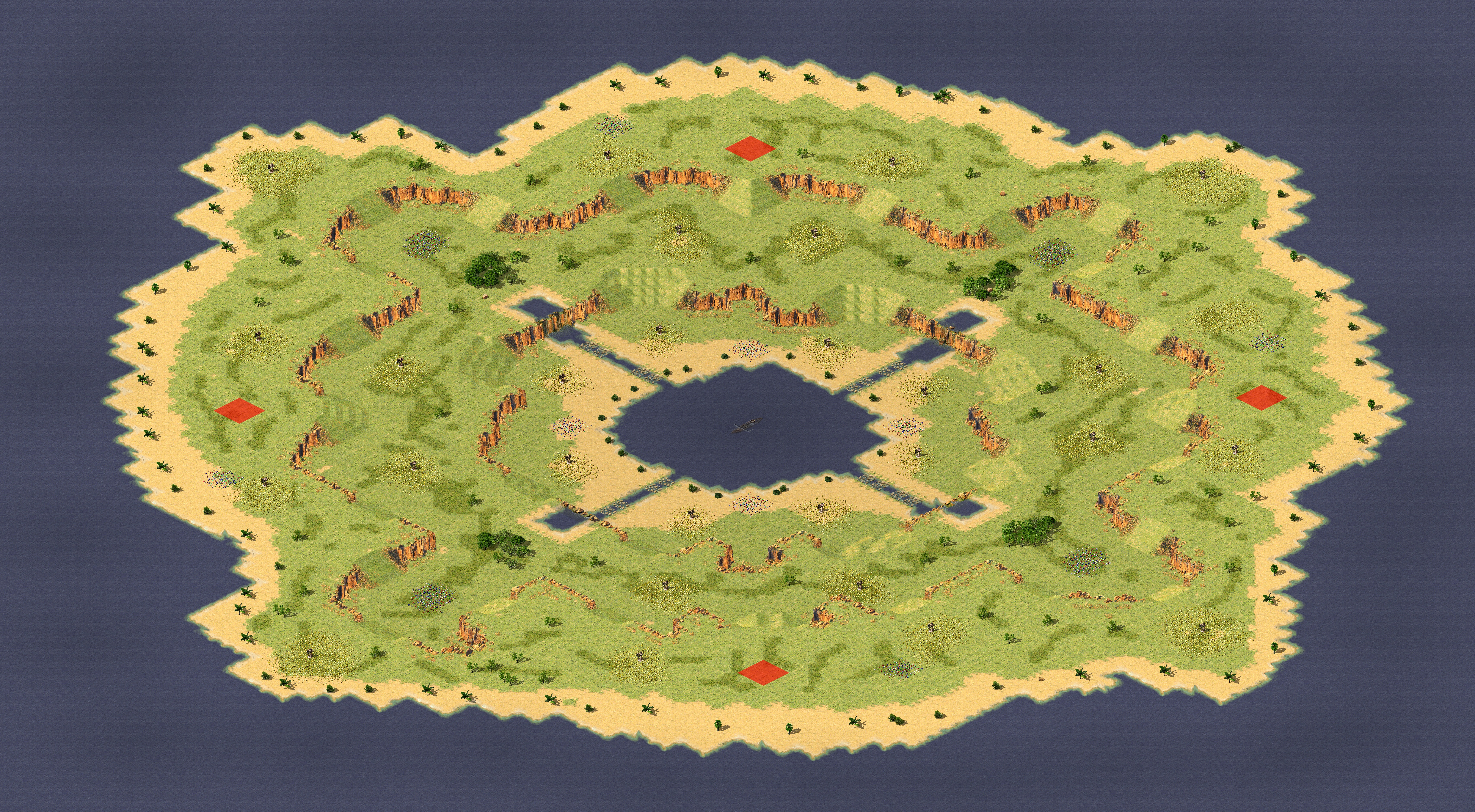 Rendered map: 湖心岛 B版
