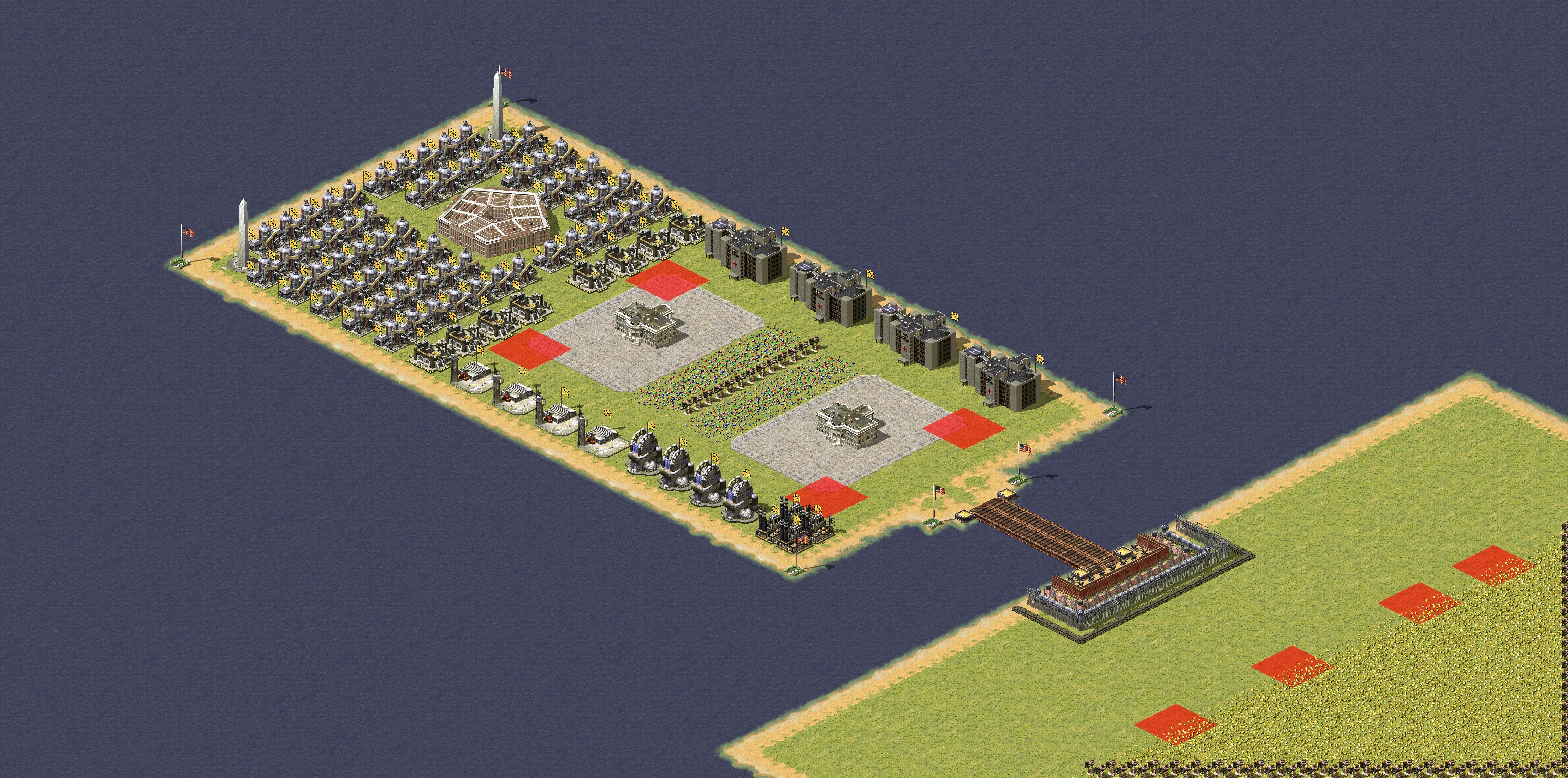 Rendered map: Defend White House & Pentagon