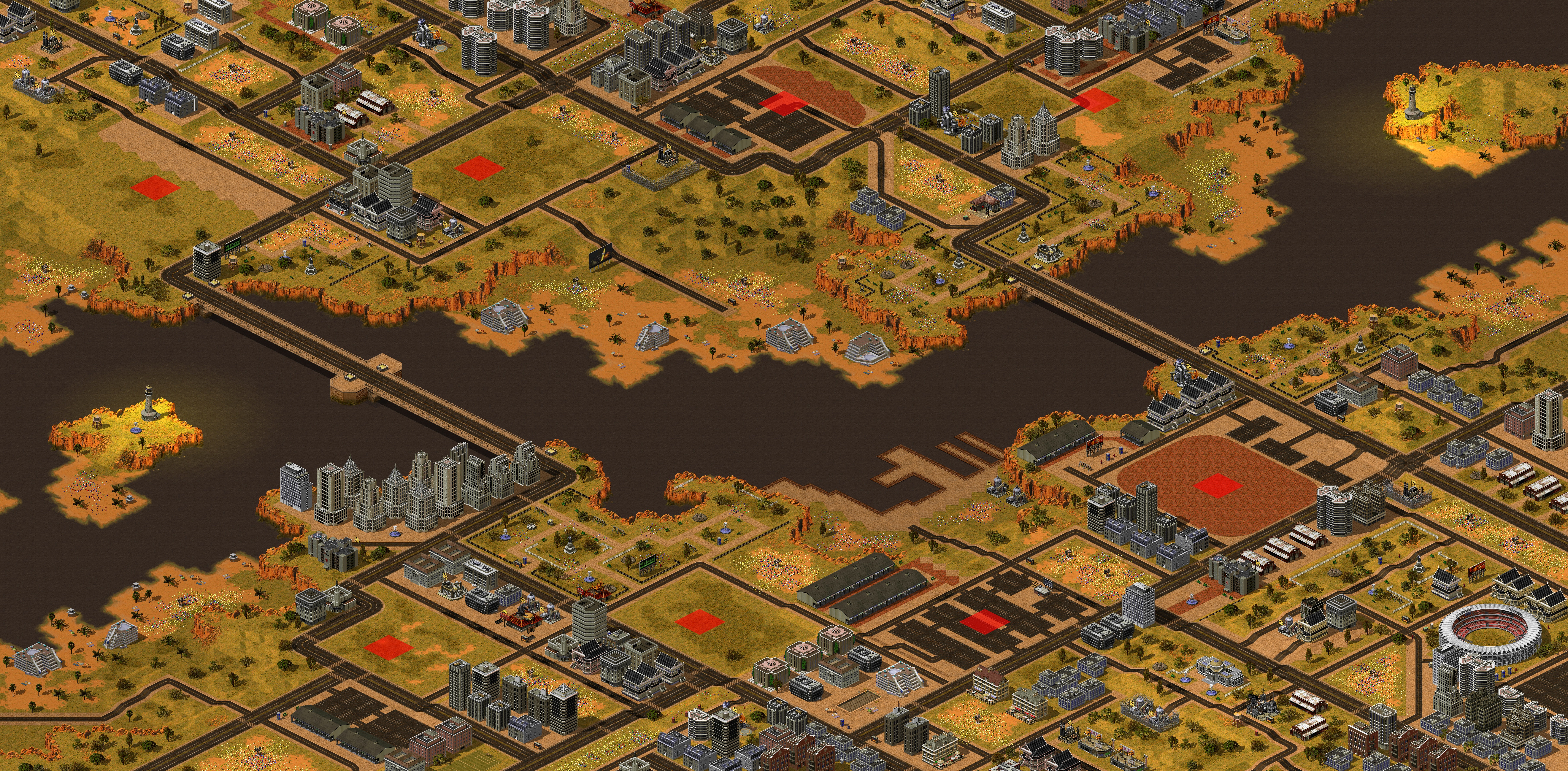 Rendered map: 4v4 River Bridge Assault