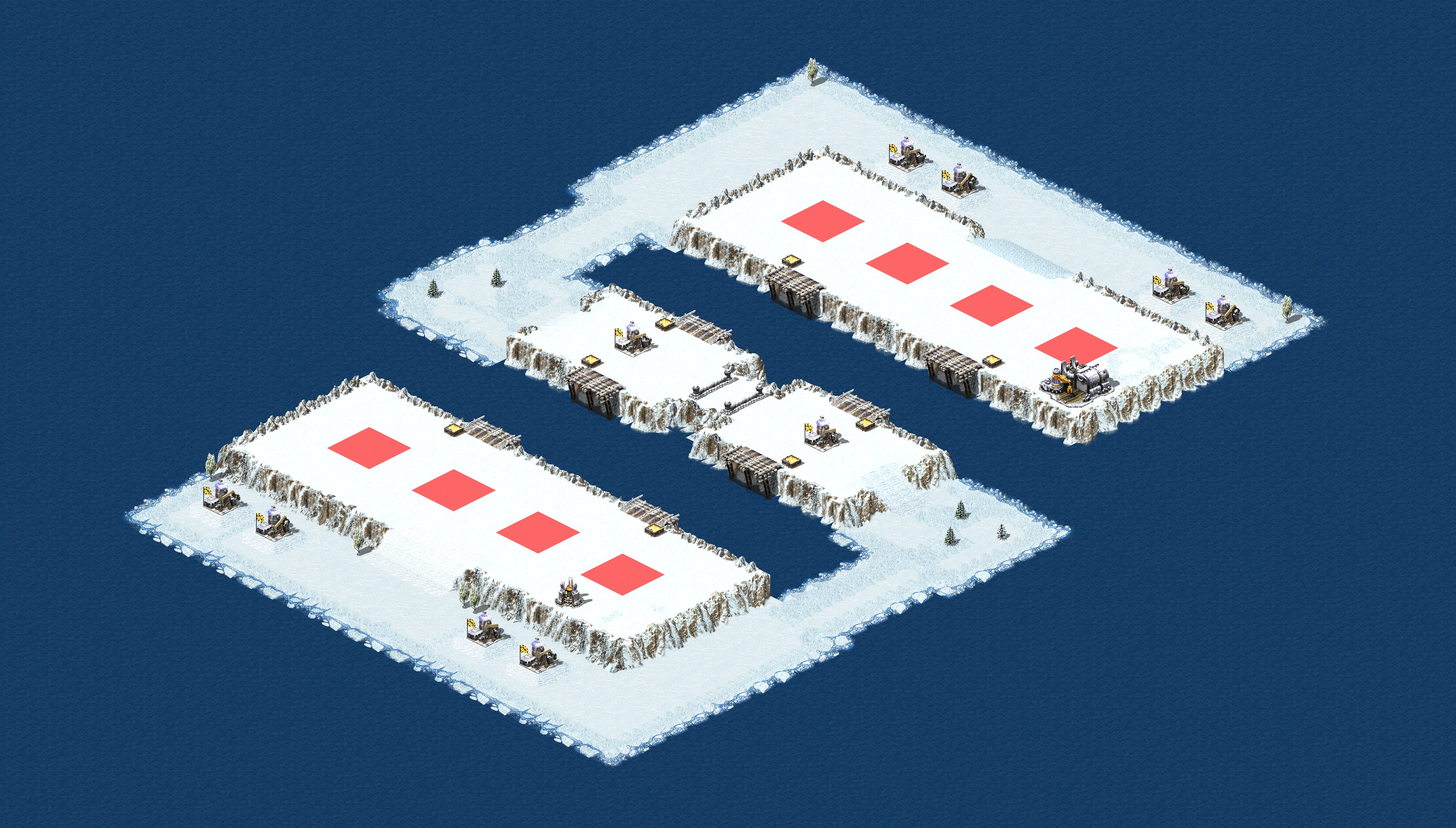 Rendered map: 4v4雷霆5字型