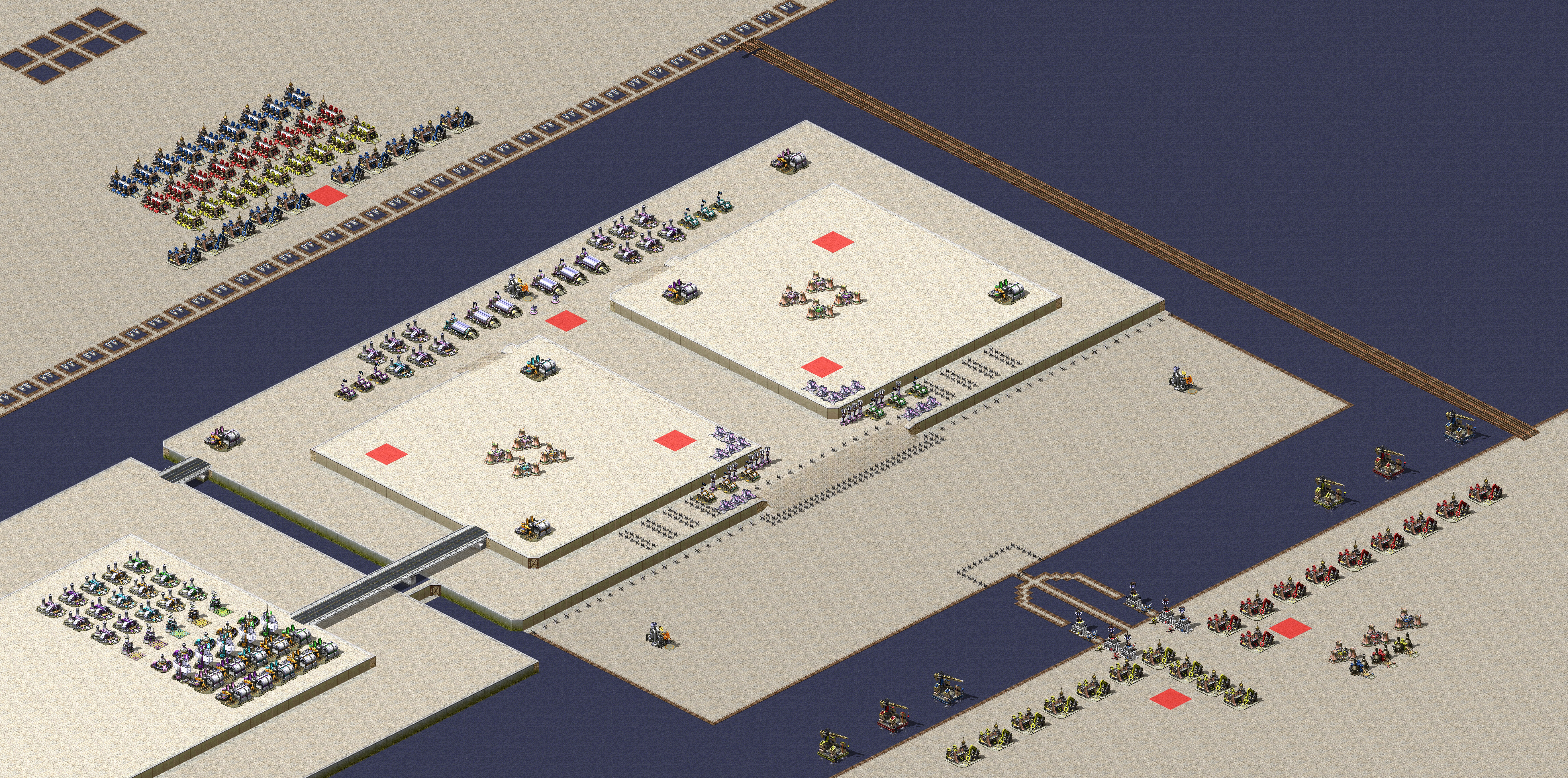 Rendered map: 5 Allies 3 Yuri Steel Arena