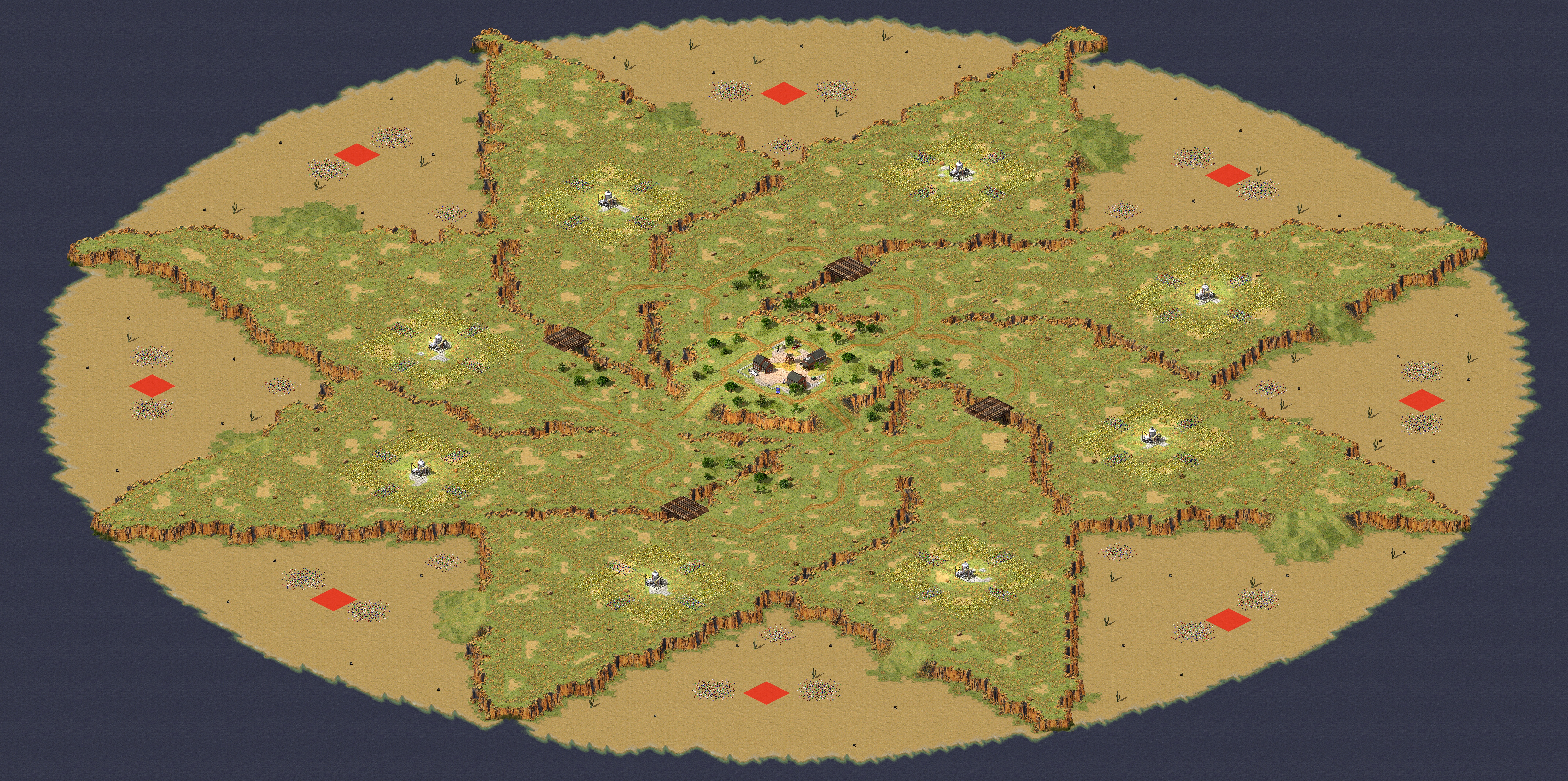 Rendered map: 红警混战王25013-八角轮回