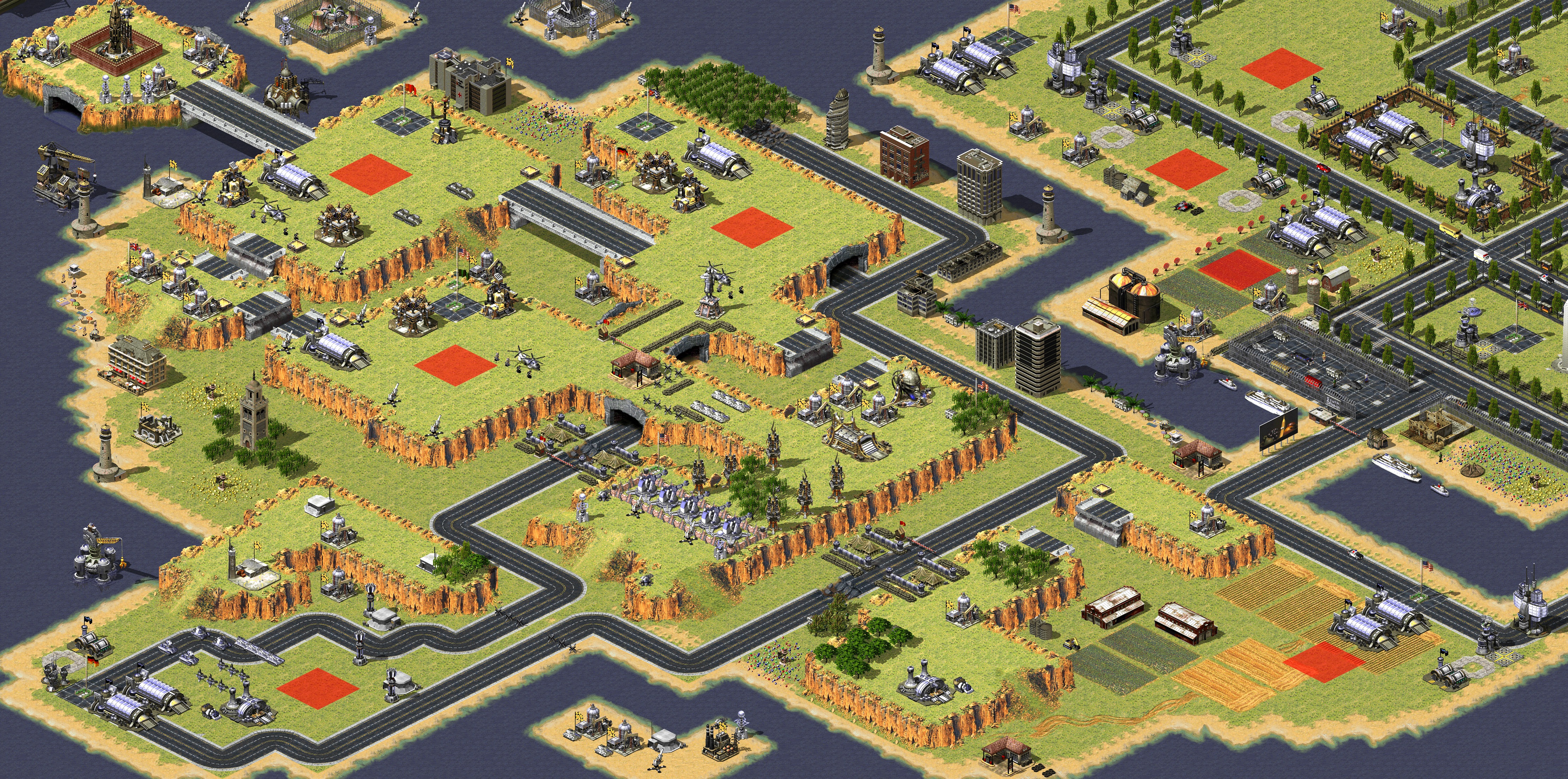 Rendered map: 3 Soviet 5 Allied Defend Finale