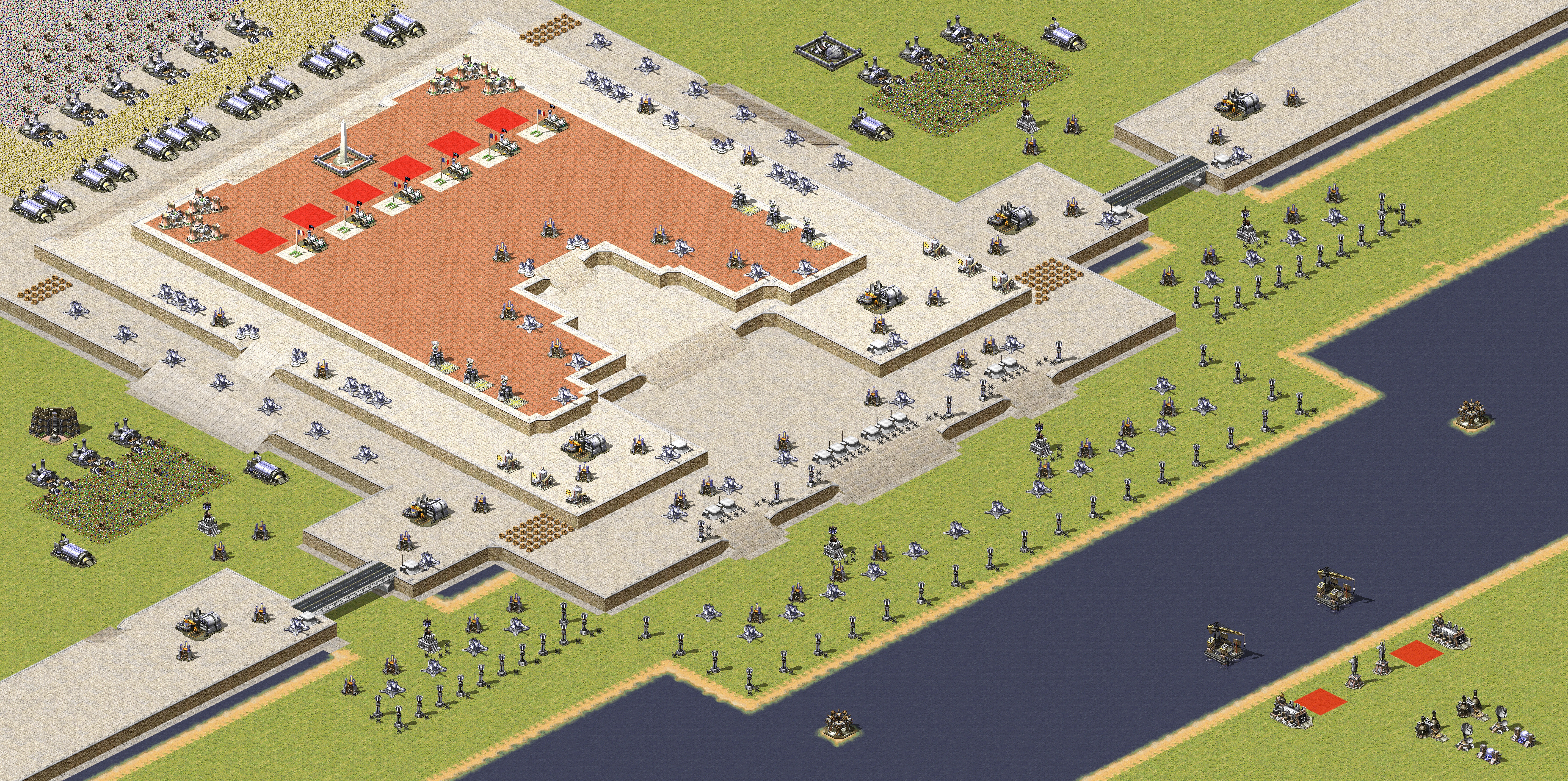 Rendered map: 2 Soviet 6 Allied Beach Assault - Ocean Fortress