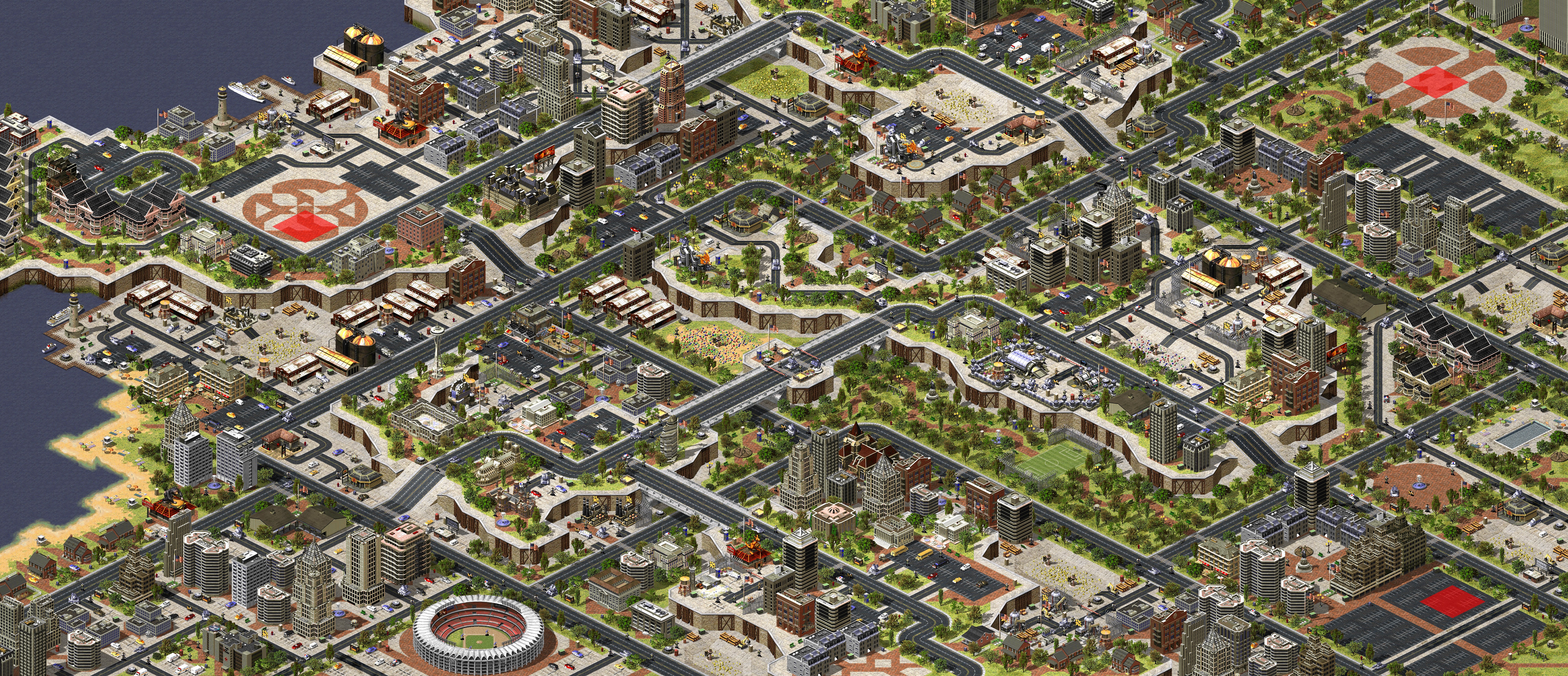Rendered map: City under attack