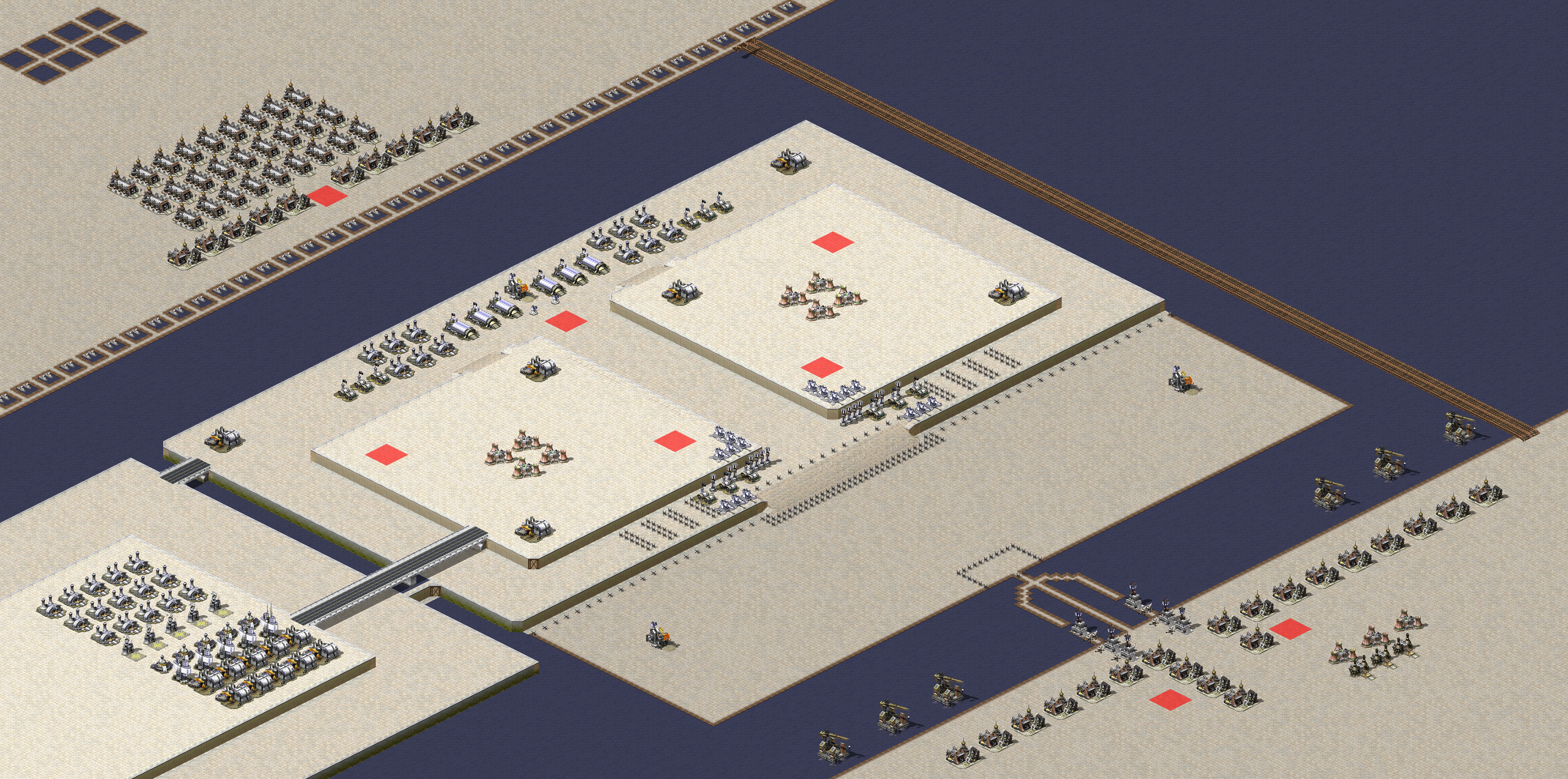 Rendered map: 5 Allies 3 Yuri Steel Arena