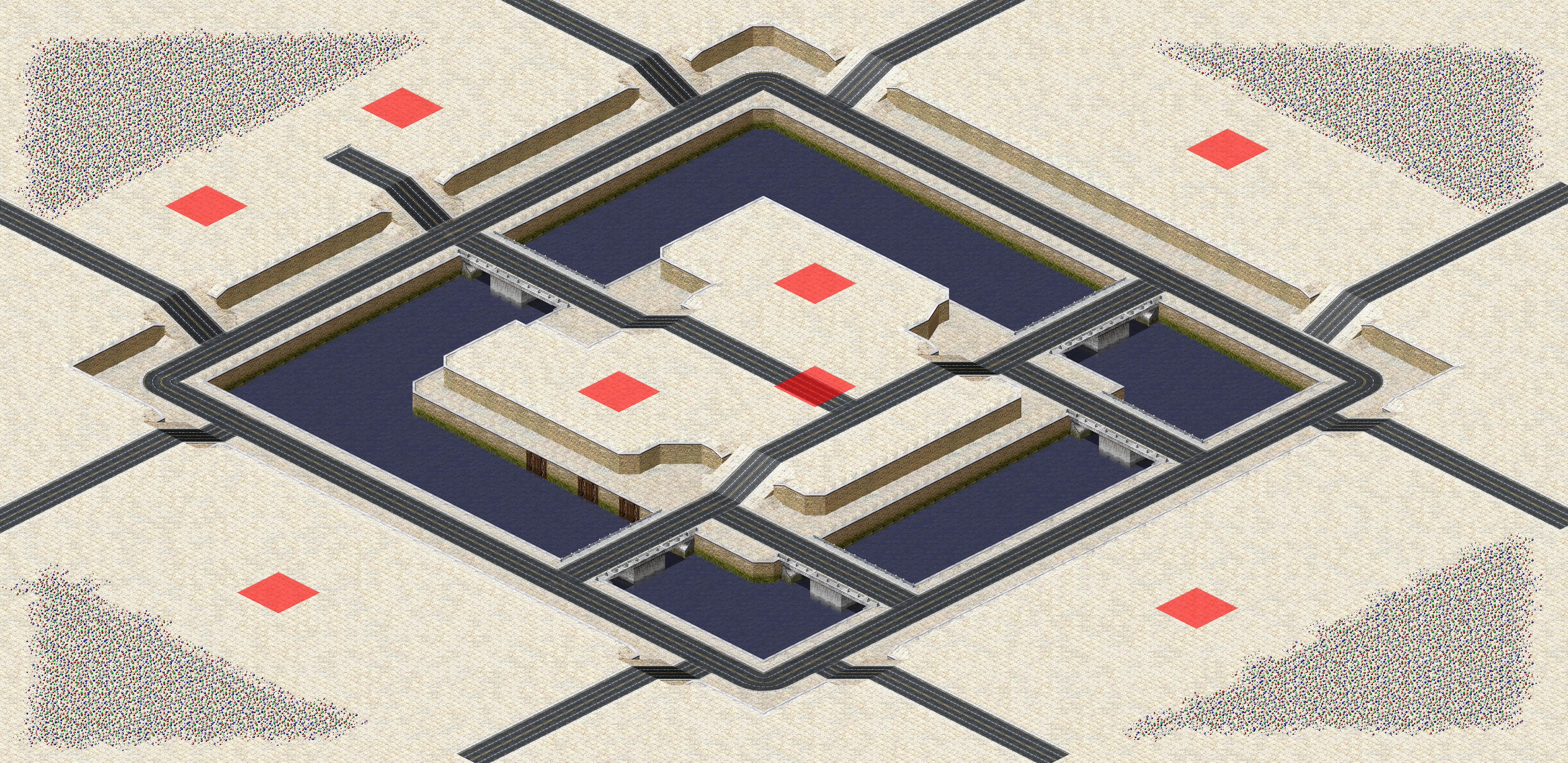 Rendered map: 3 Allied 5 Yuri Four-Way
