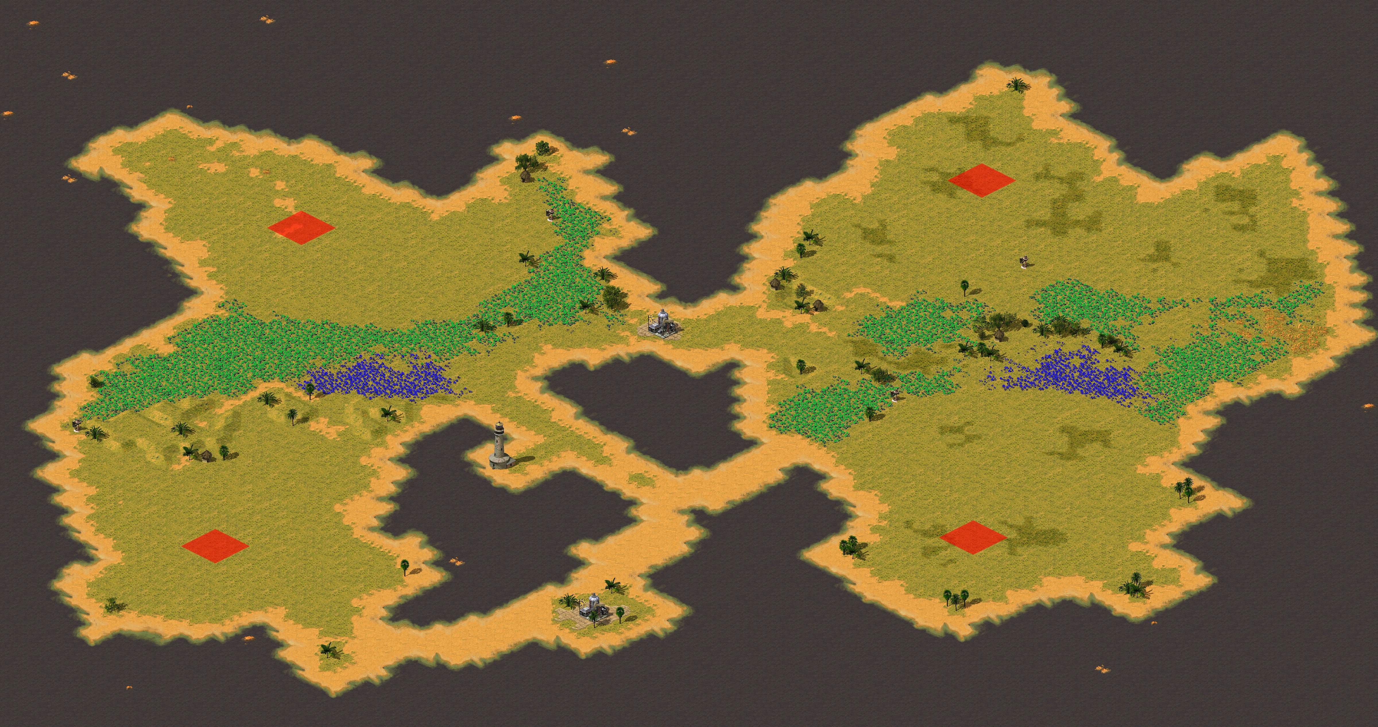 Rendered map: [RA2] Allied Campaign: Guardians of the East - Map 1