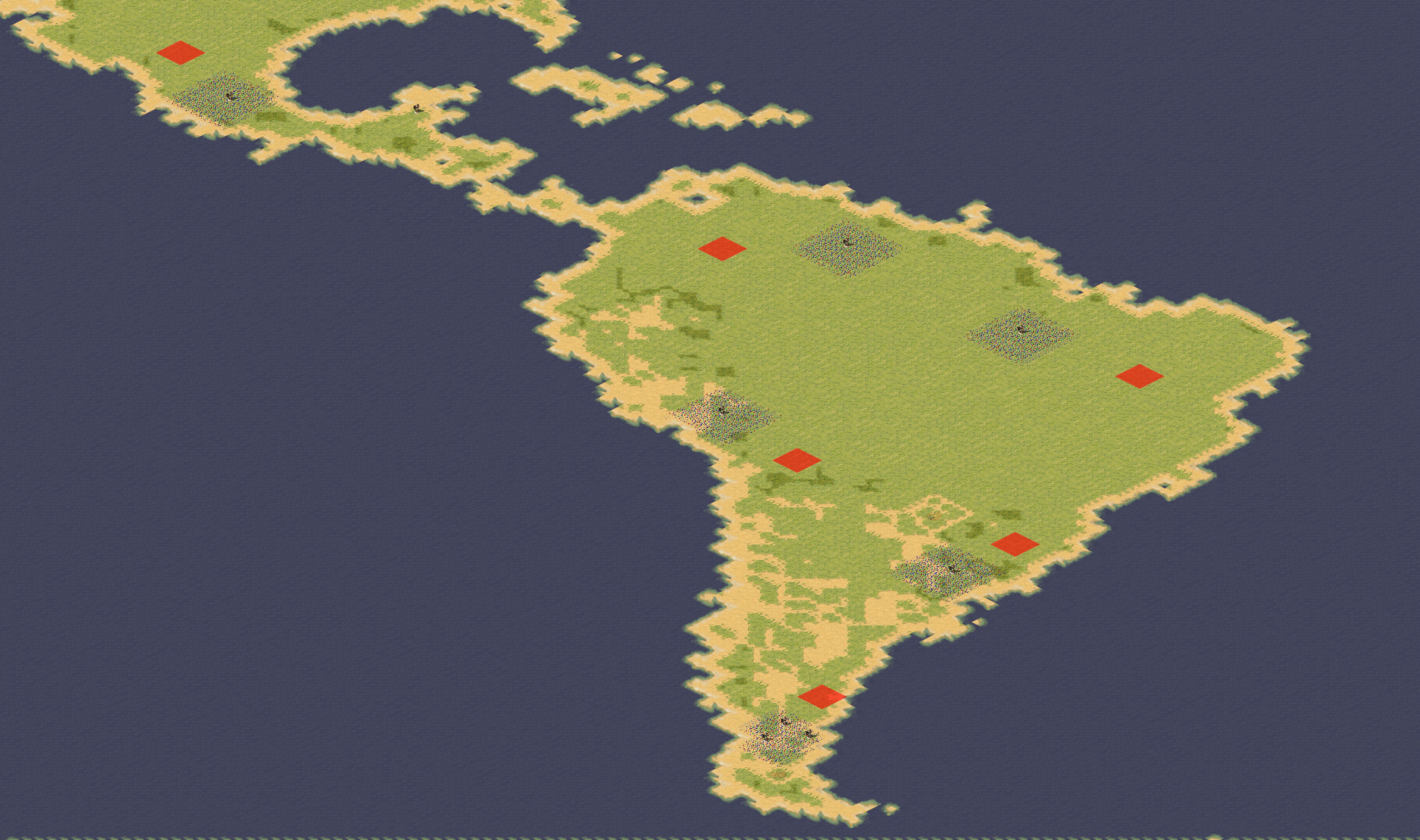 Rendered map: South America