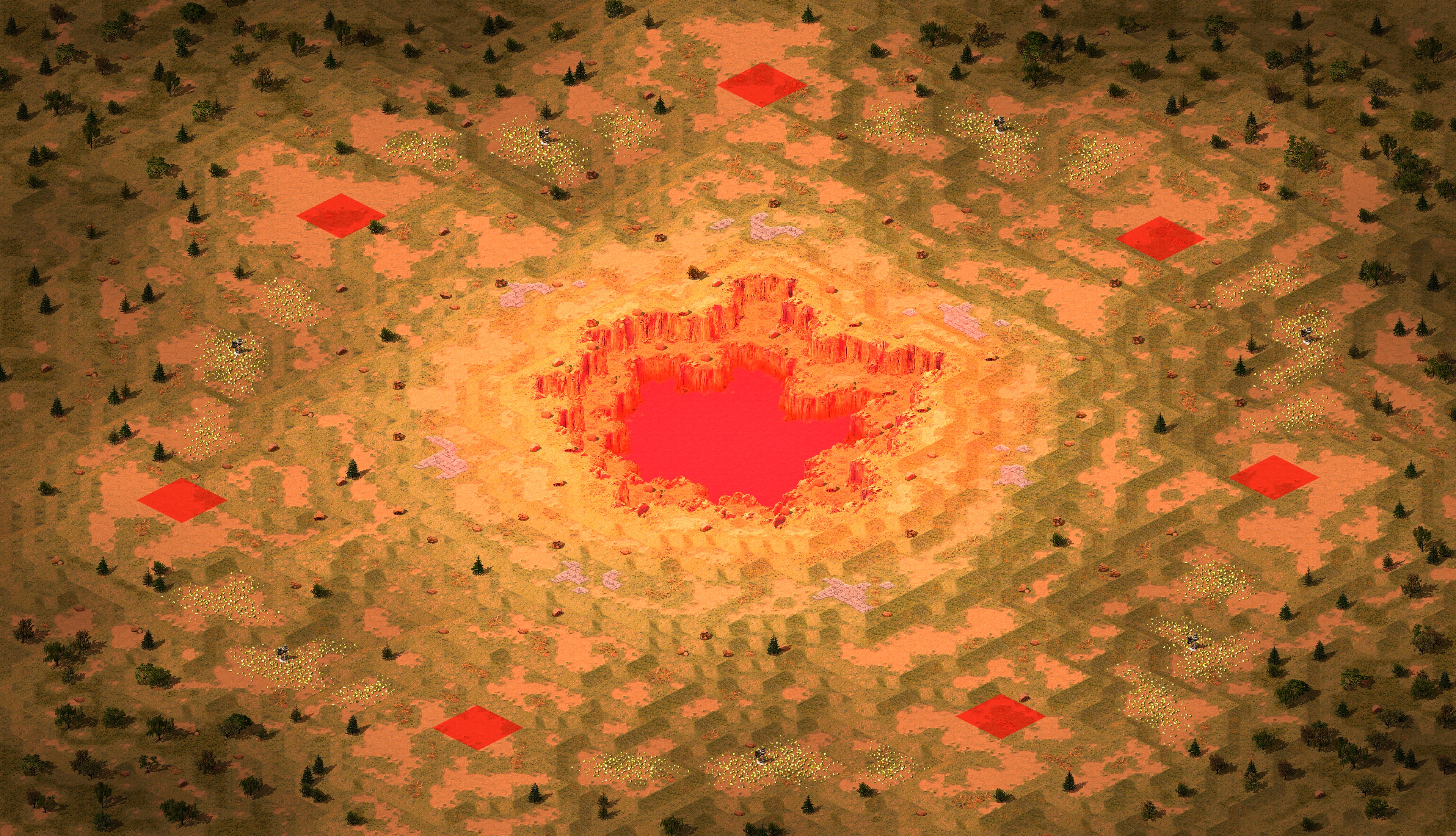 Rendered map: 2024红警混战王海选-每人一块火山岩
