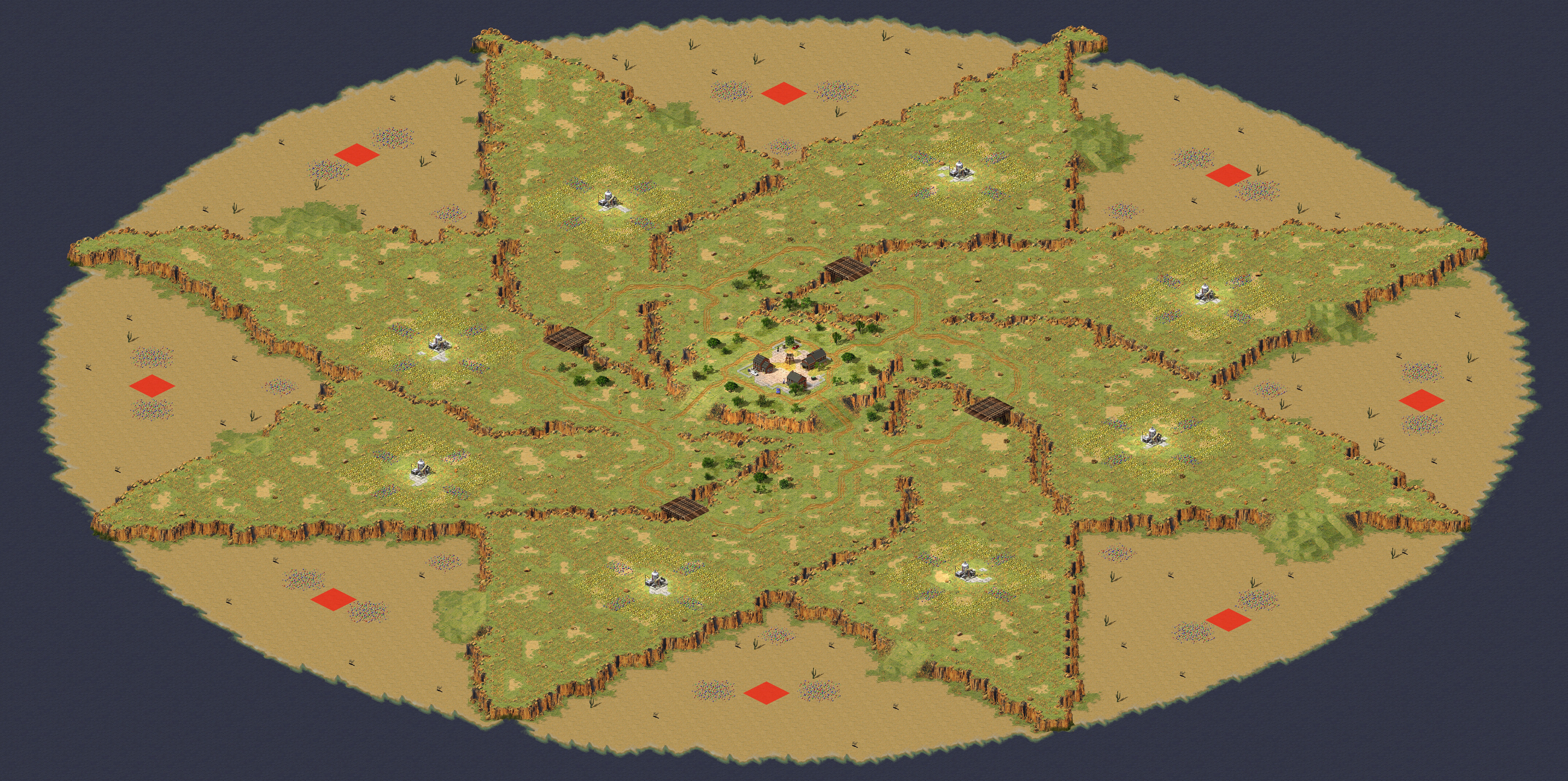 Rendered map: Red Alert Melee 25013 - Octagon Reincarnation