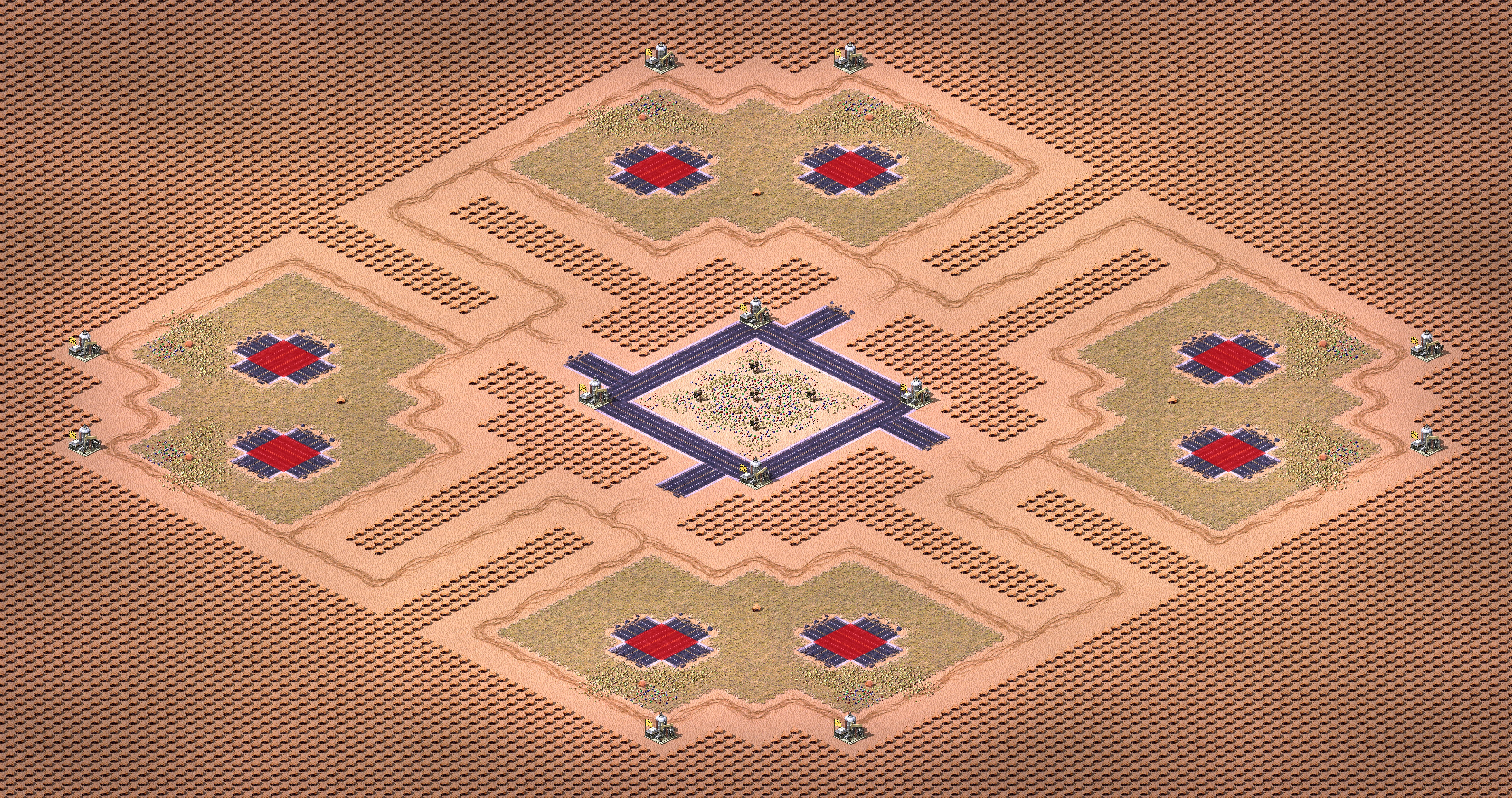 Rendered map: [8] 2v2v2v2 Rhombic Oil in Center