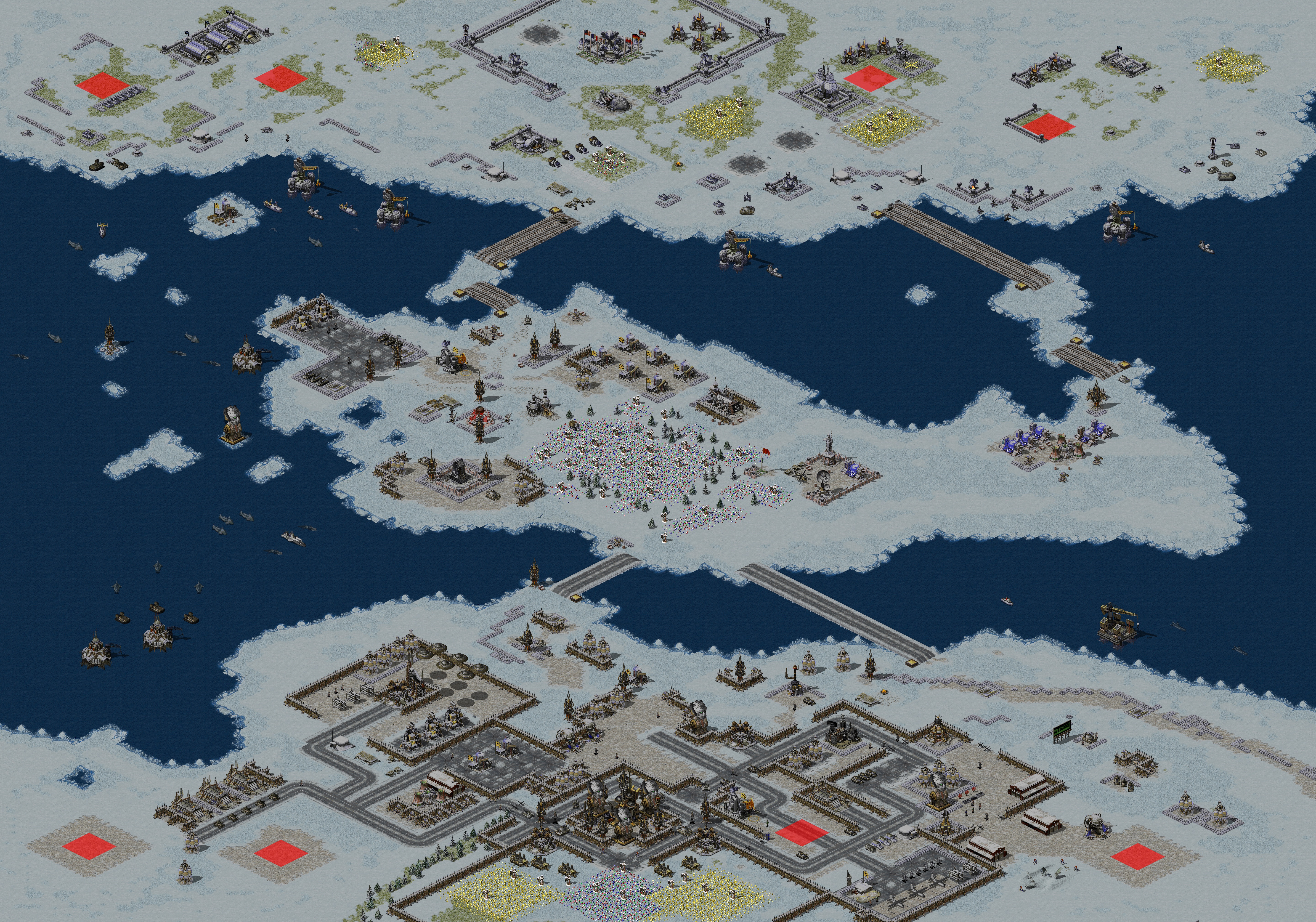 Rendered map: Allied vs Yuri (4v4) South Pole Buffed II