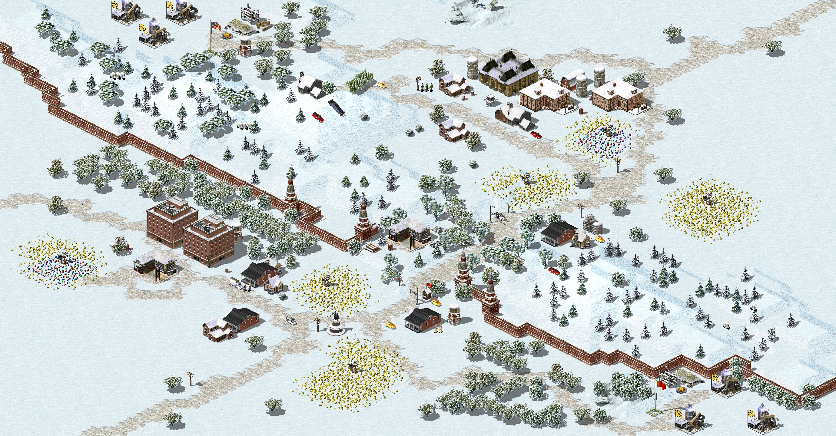 Rendered map: Snow Town 1v1