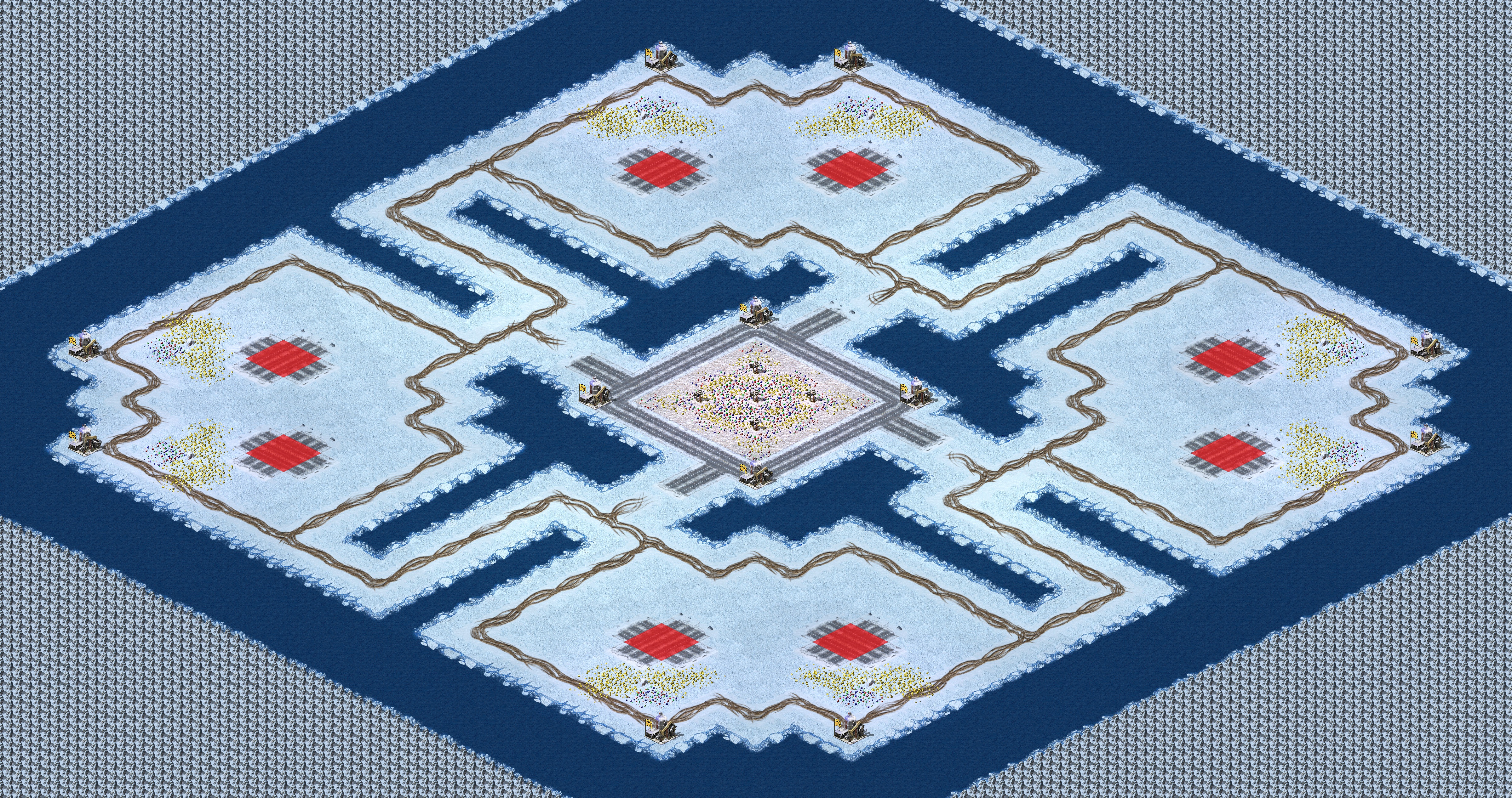 Rendered map: 2v2v2v2 Rhombic Oil in Center Sea War