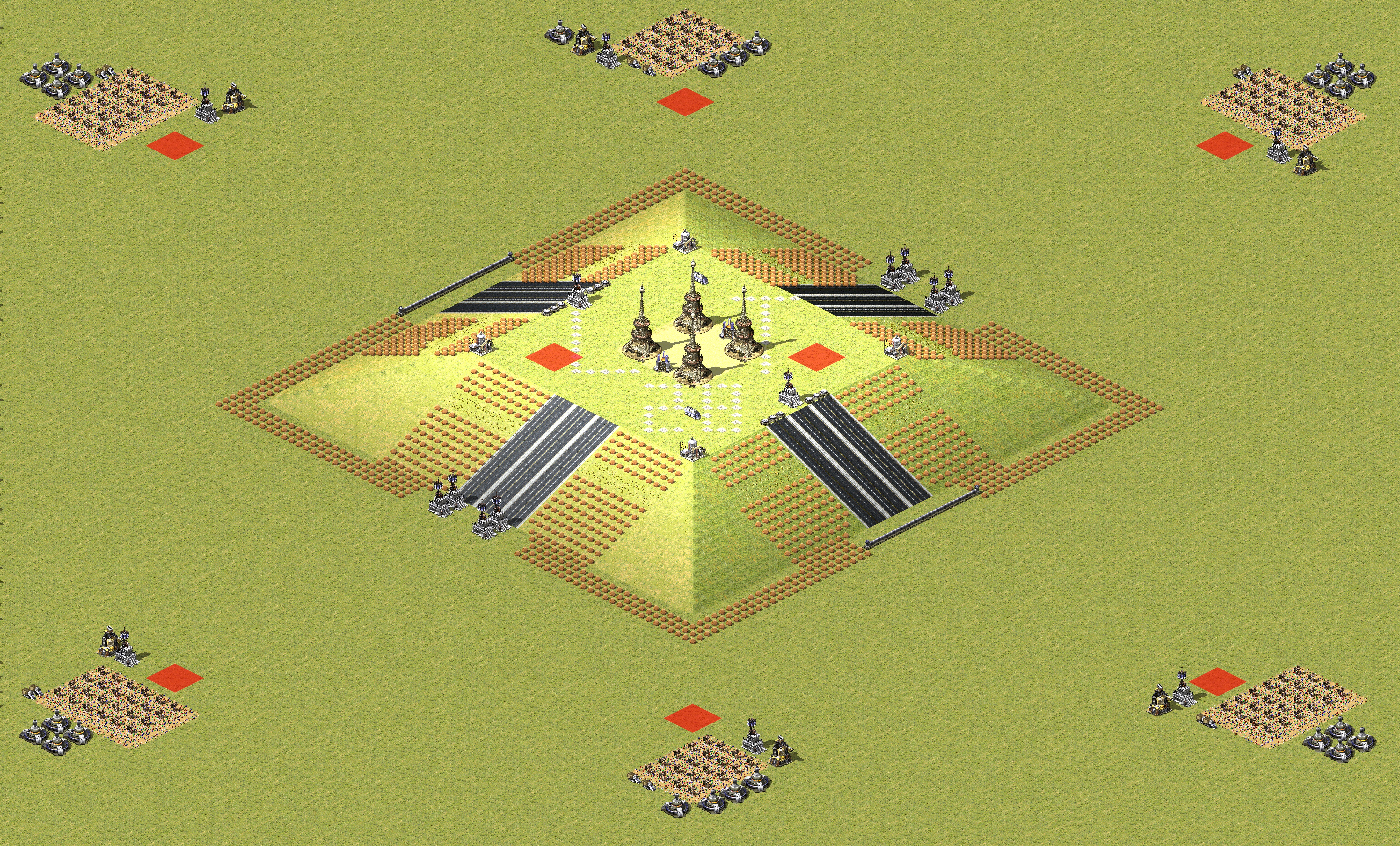 Rendered map: 2 Allied 6 Soviet Hilltop Assault