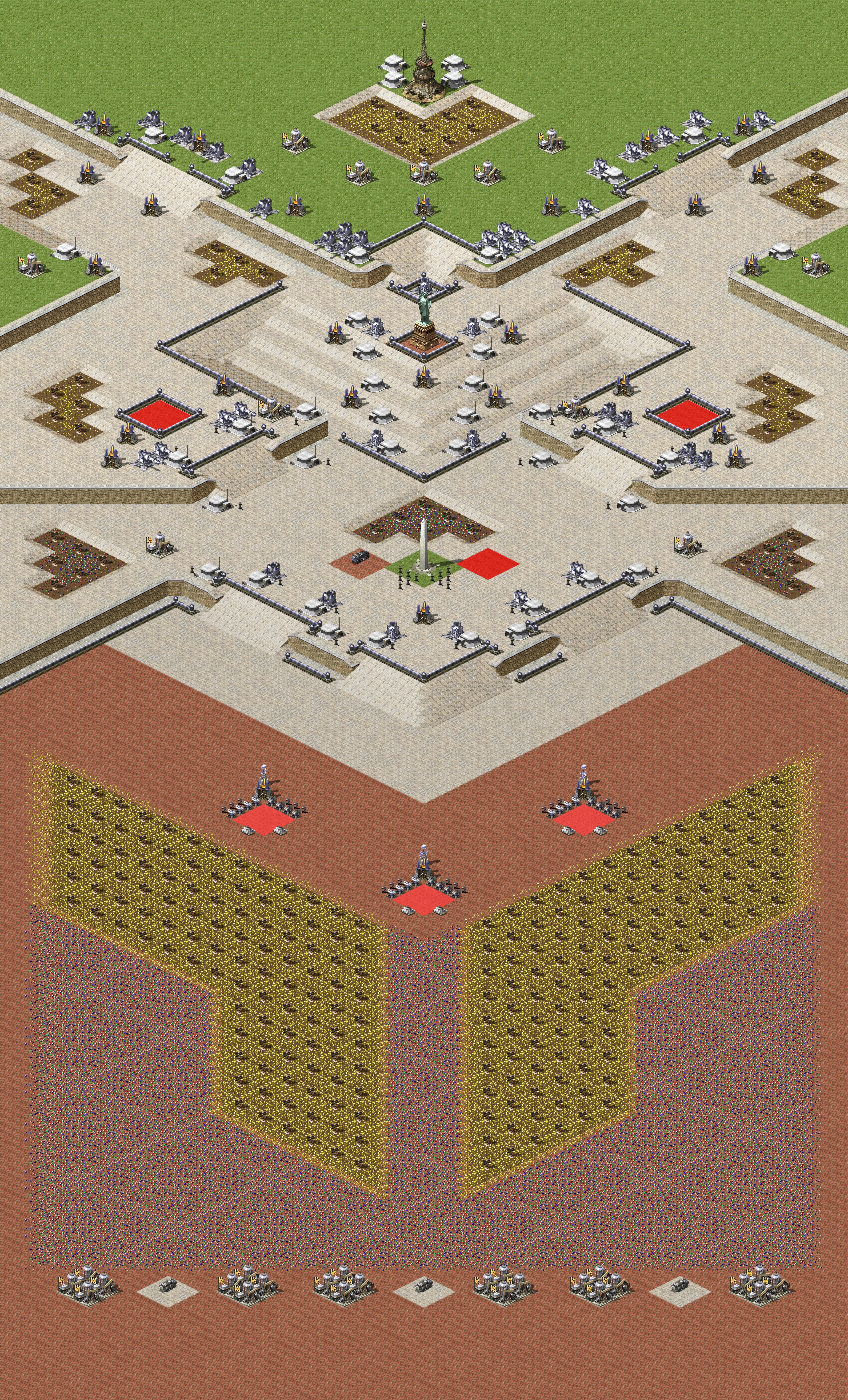 Rendered map: 3 Allied 3 Yuri 3 Tier High Ground - Tournament