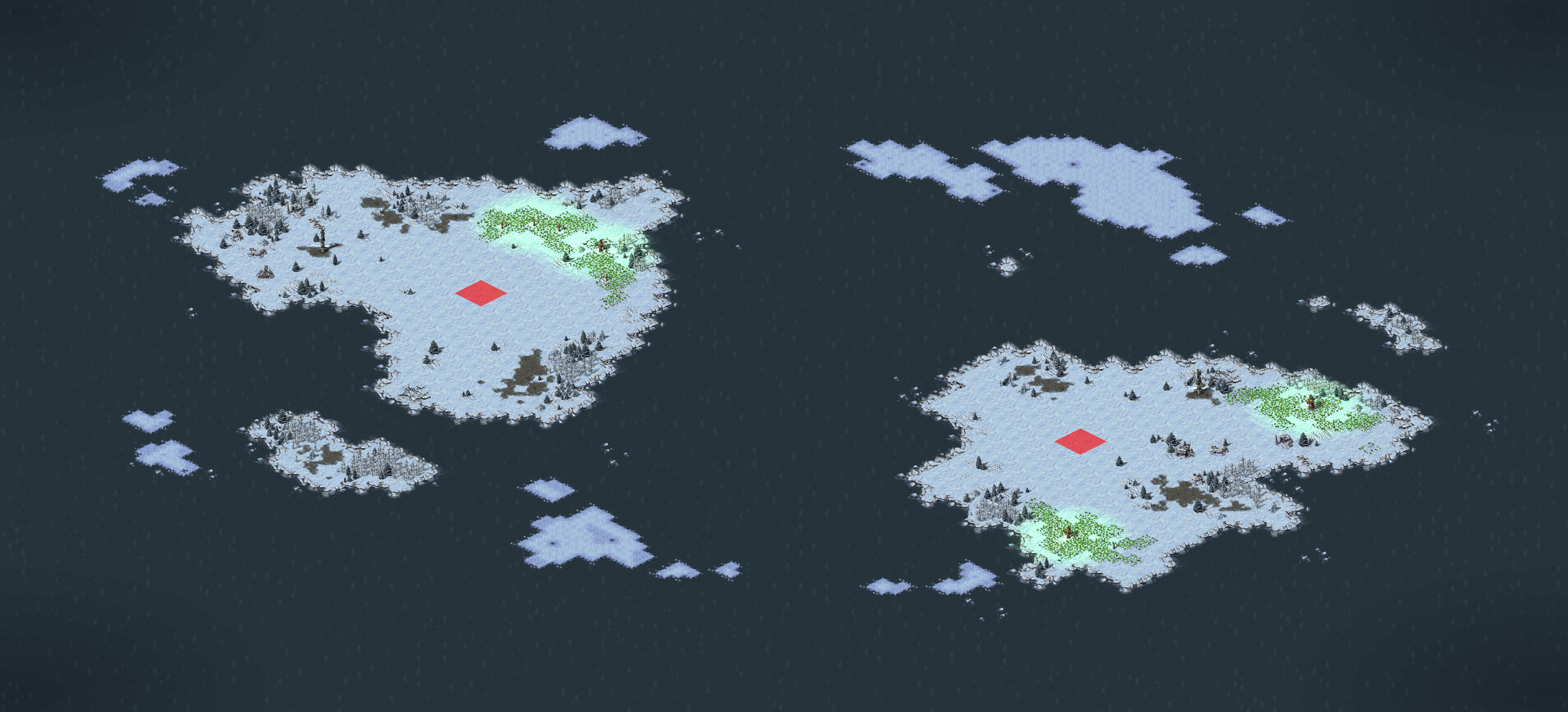 Rendered map: icy shores