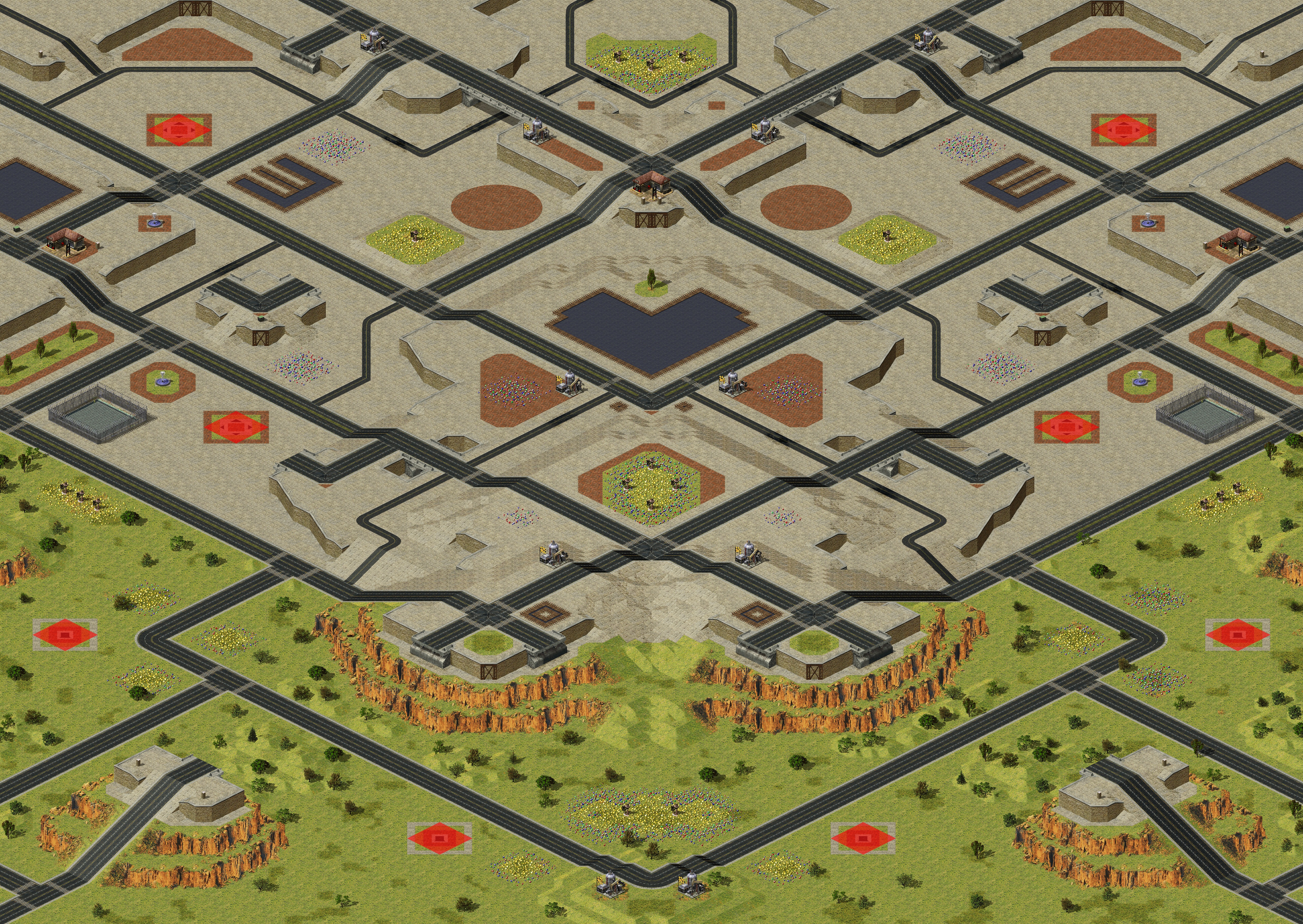 Rendered map: Red Alert Melee 25018 - Crazy Bridge City