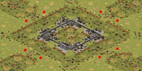 Rendered preview of Two Mountain City 2v2v2v2
