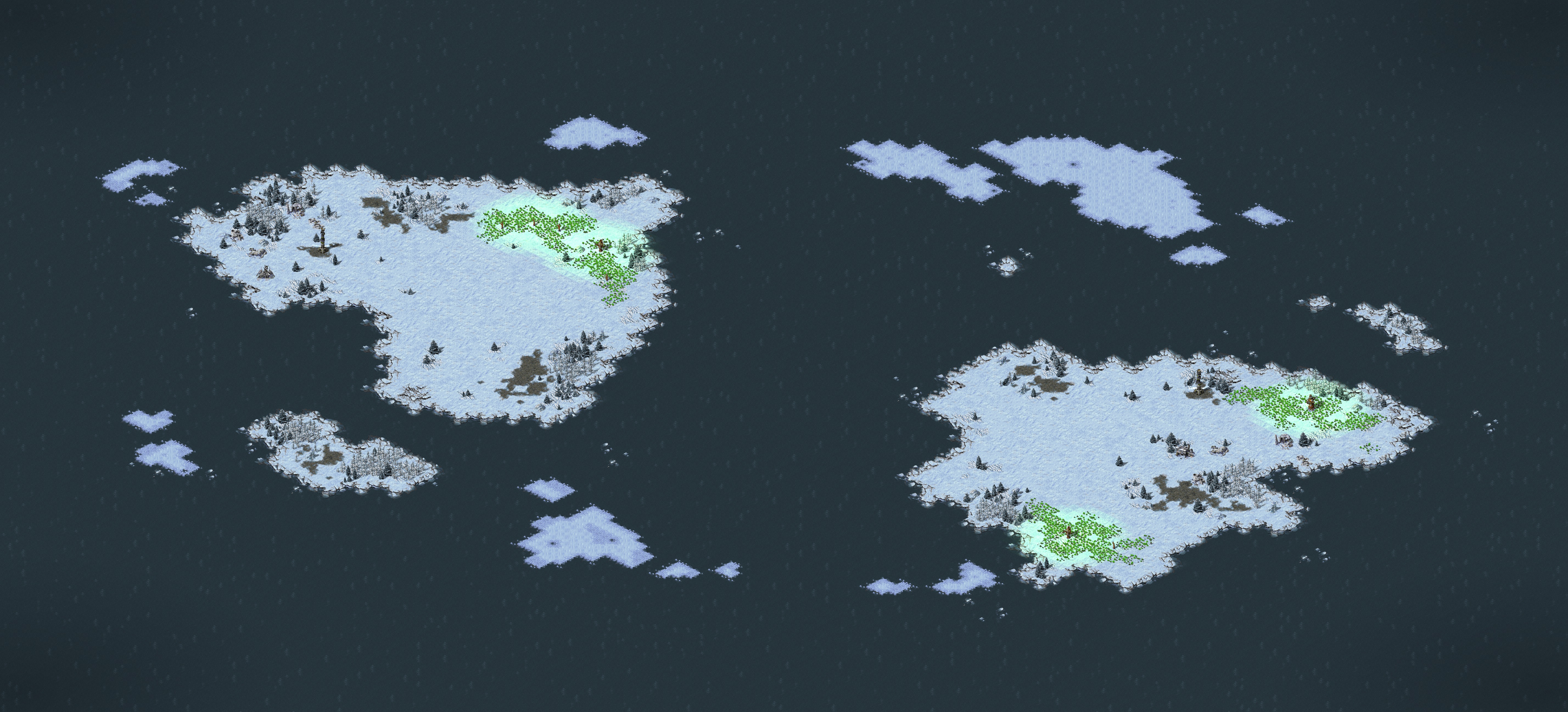 Rendered map: icy shores