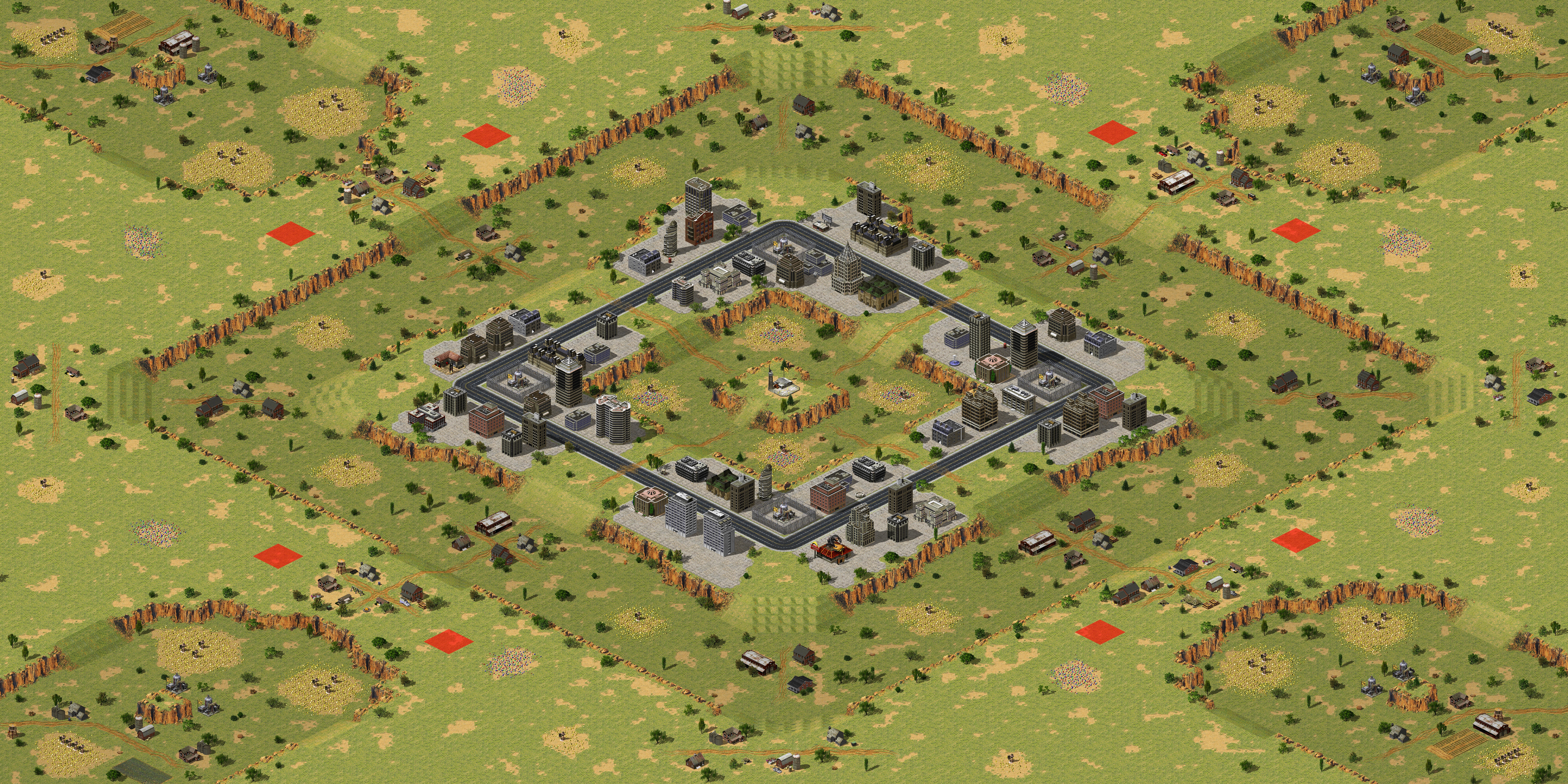 Rendered map: Two Mountain City 2v2v2v2