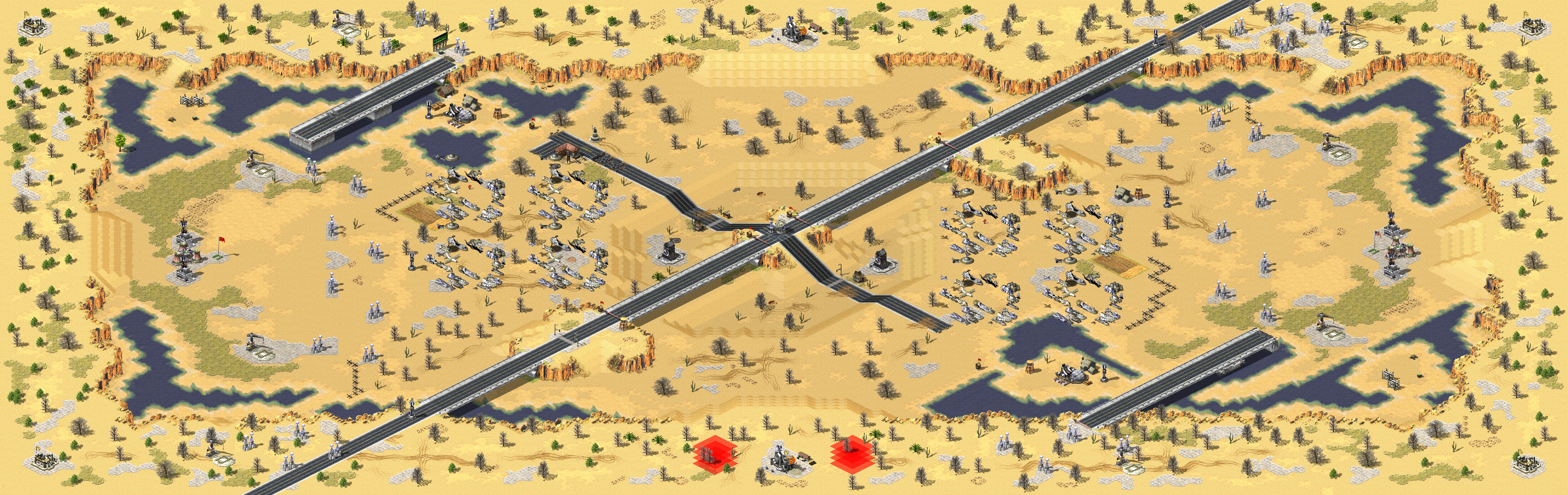 Rendered map: Single Unit 4v4 Desert Bridge